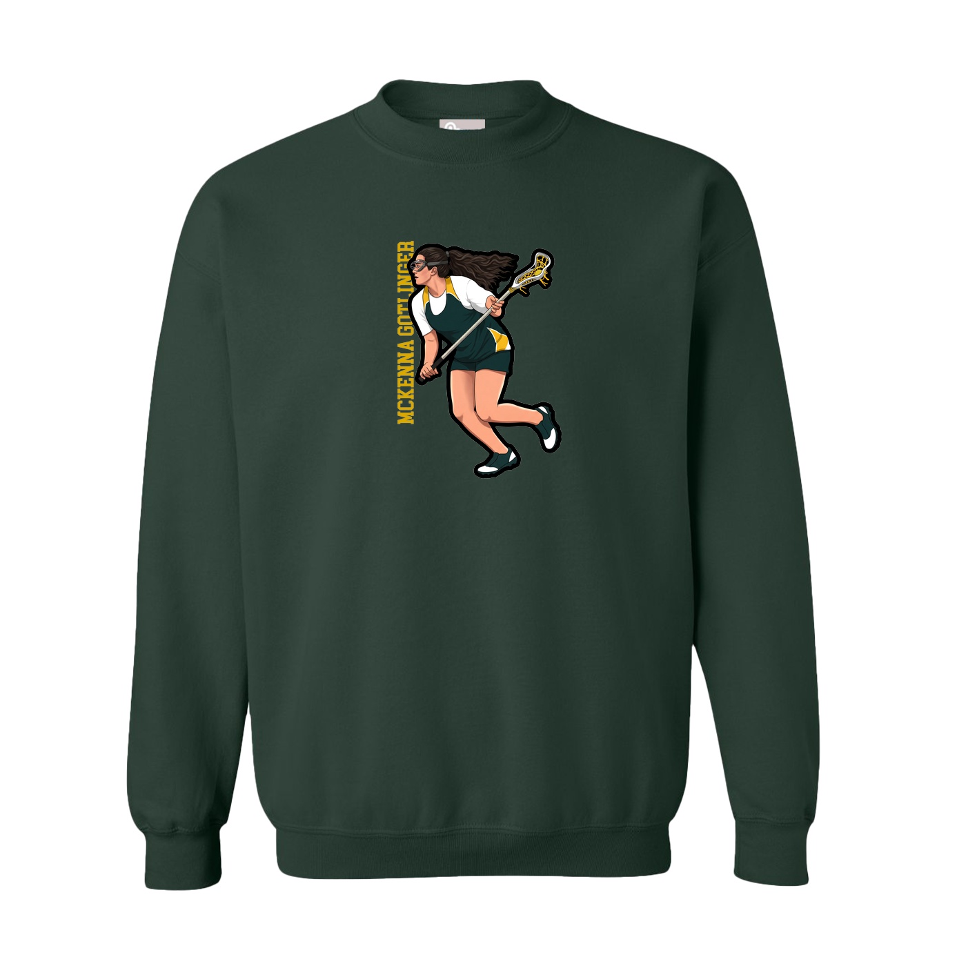 Fleece Crew — Name Vertical in Green