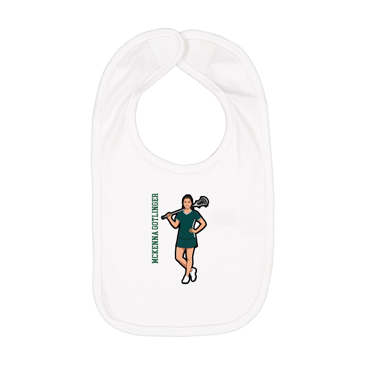 Infant Bib — Name Vertical in White