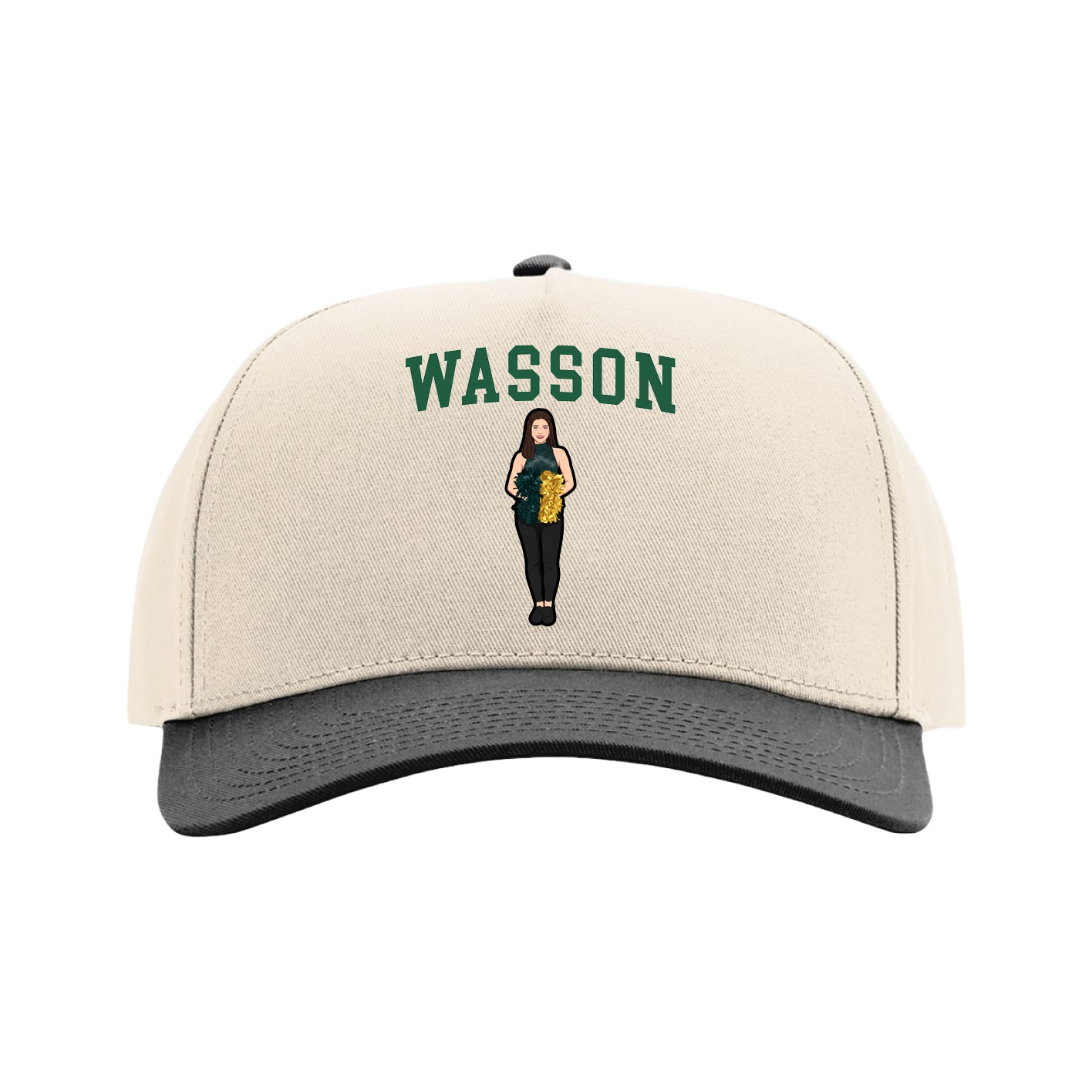 Full Fabric Five-Panel Champ Cap — Shirsey in Cream/Black