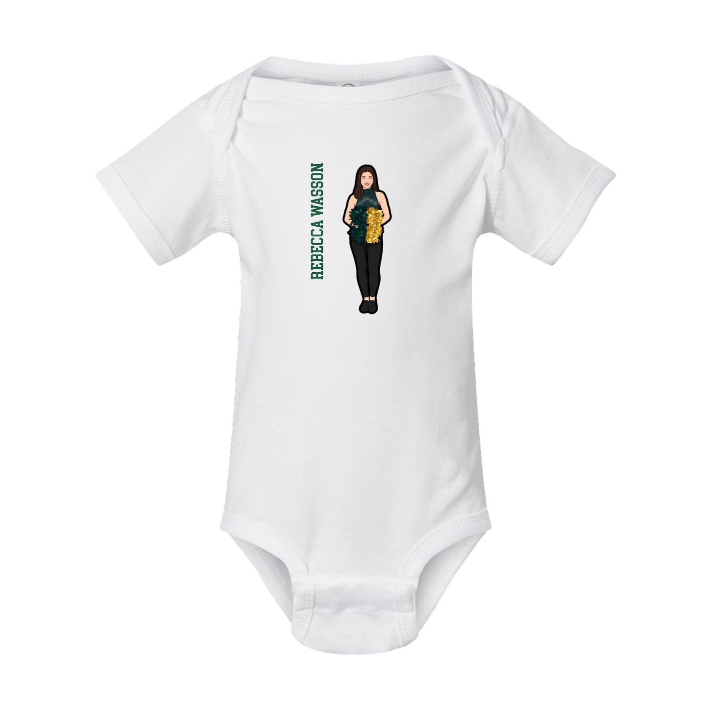 Baby Onesie — Name Vertical in White