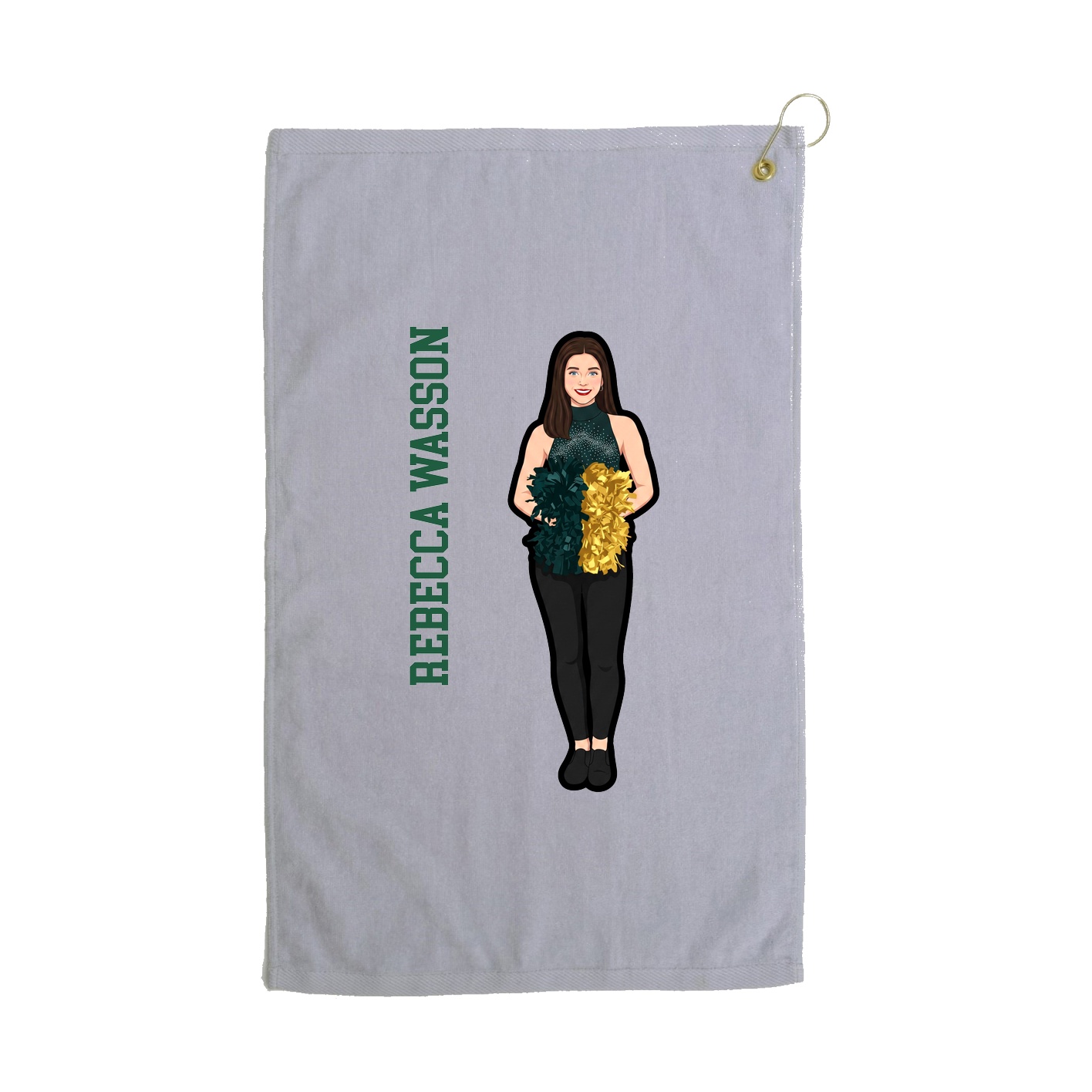 Golf Towel — Name Vertical in Grey