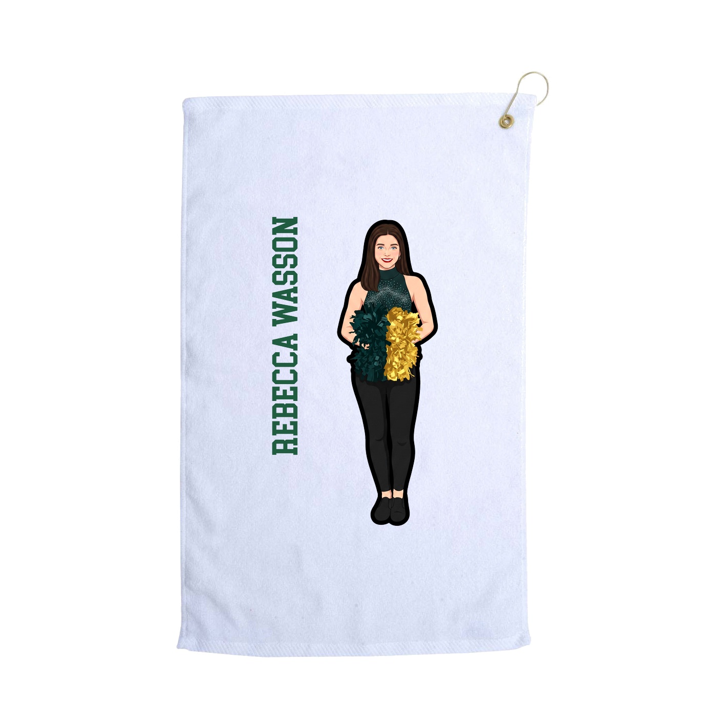 Golf Towel — Name Vertical in White