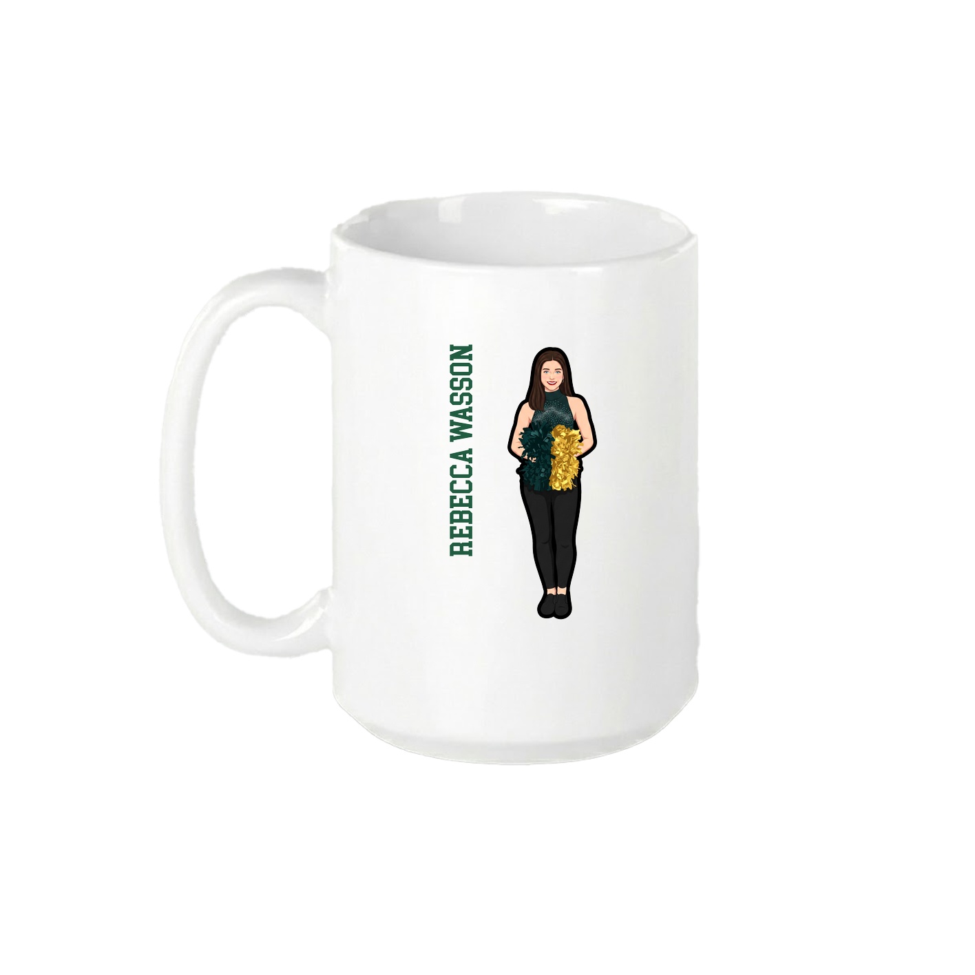 15oz Coffee Mug — Name Vertical in White