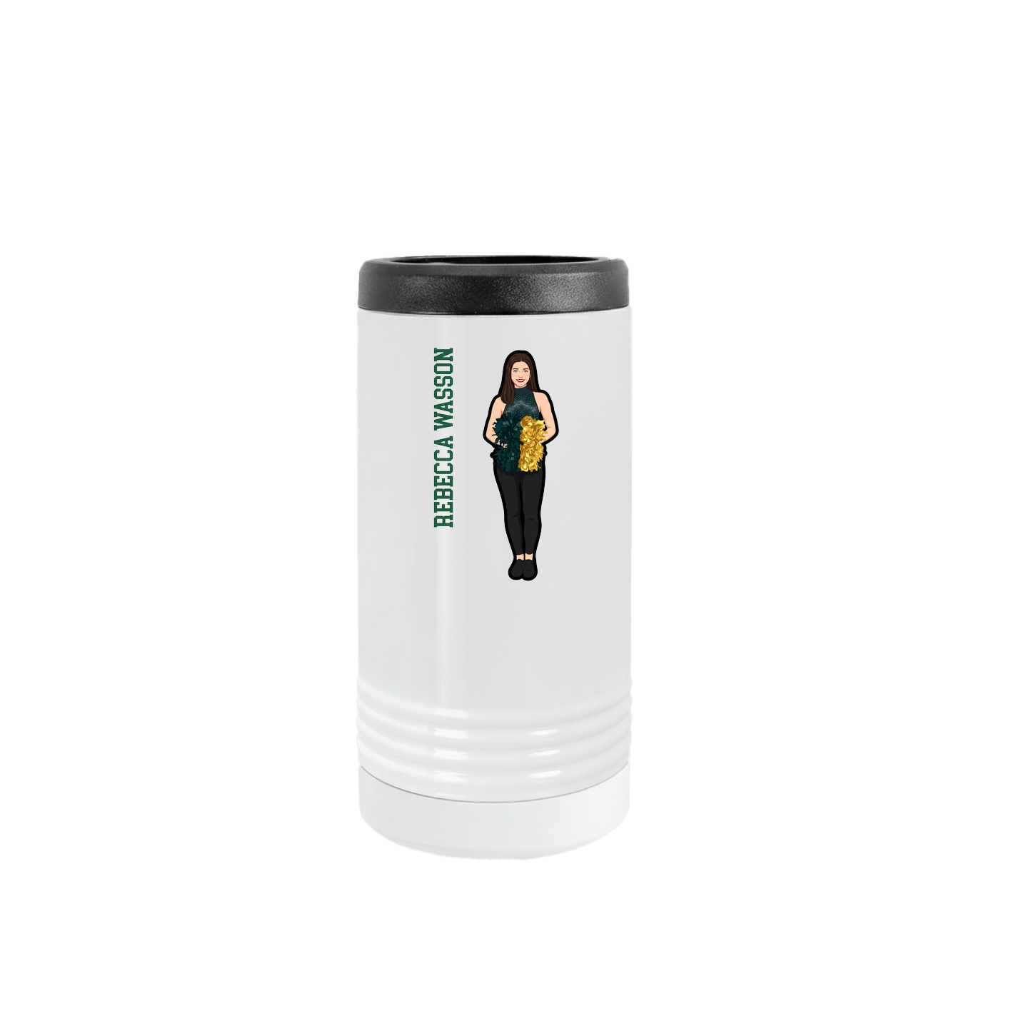 Slim Beverage Holder — Name Vertical in White