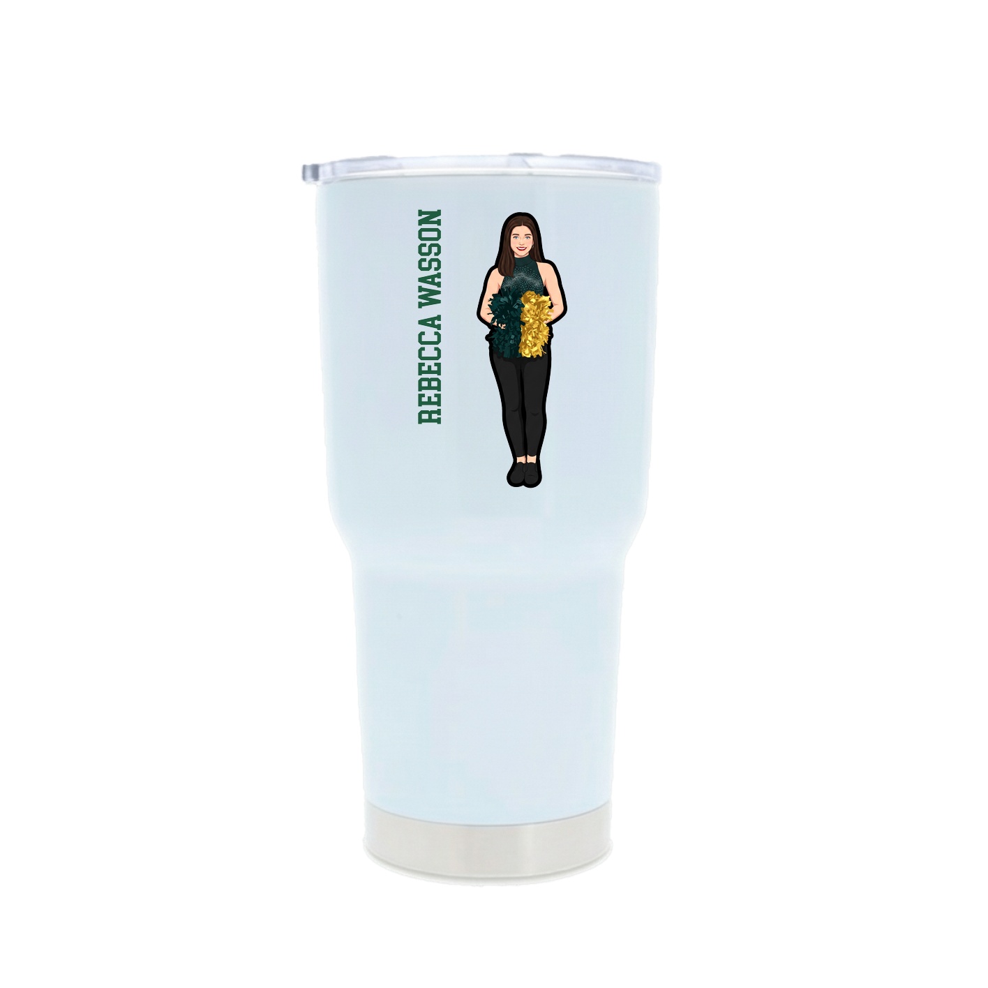 30oz Stainless Steel Tumbler — Name Vertical in White