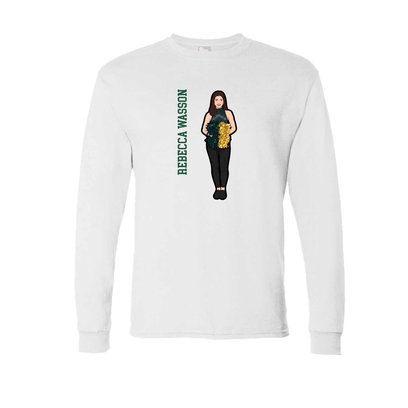 Long Sleeve Tee — Name Vertical in White