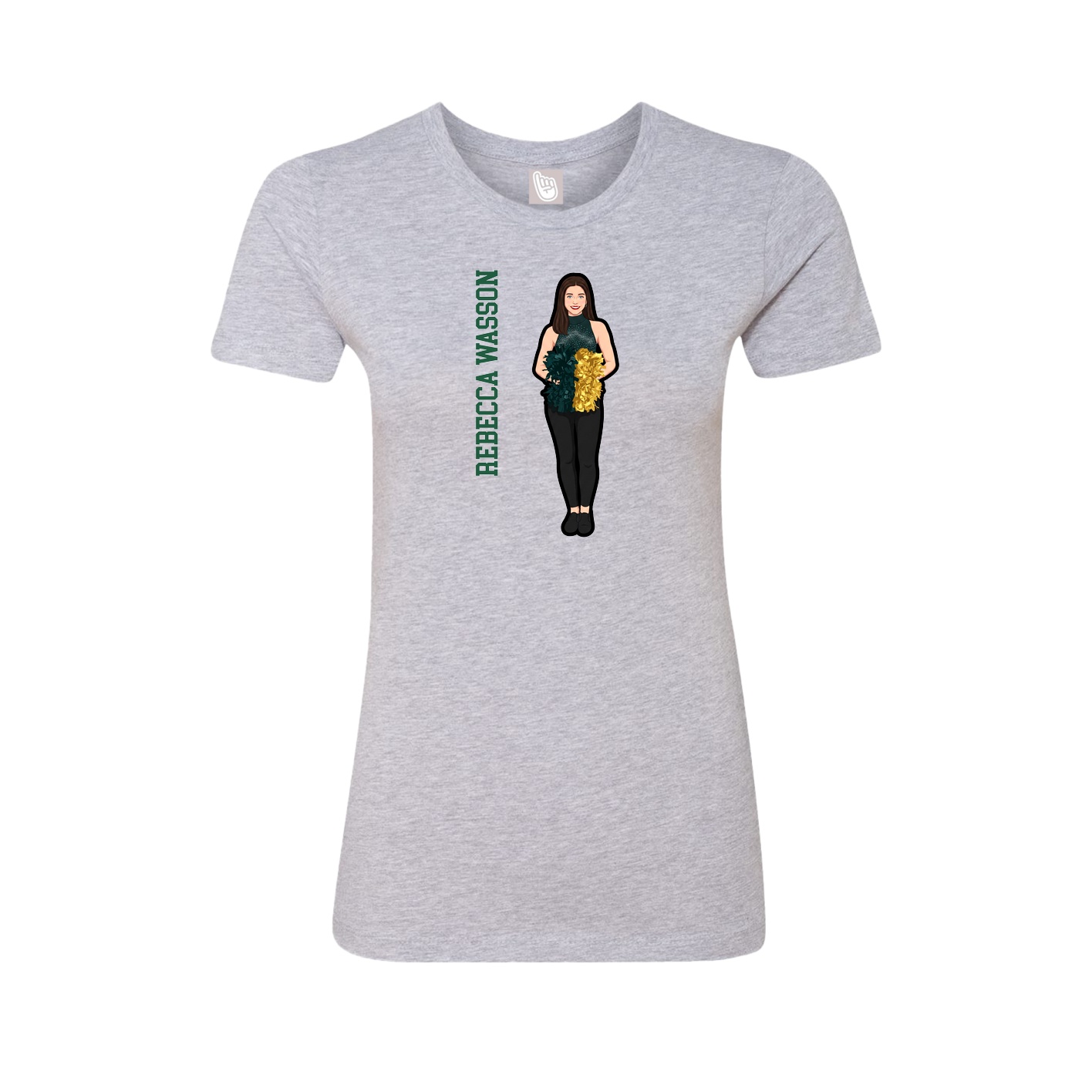 Fitted Women's Tee — Name Vertical in Grey