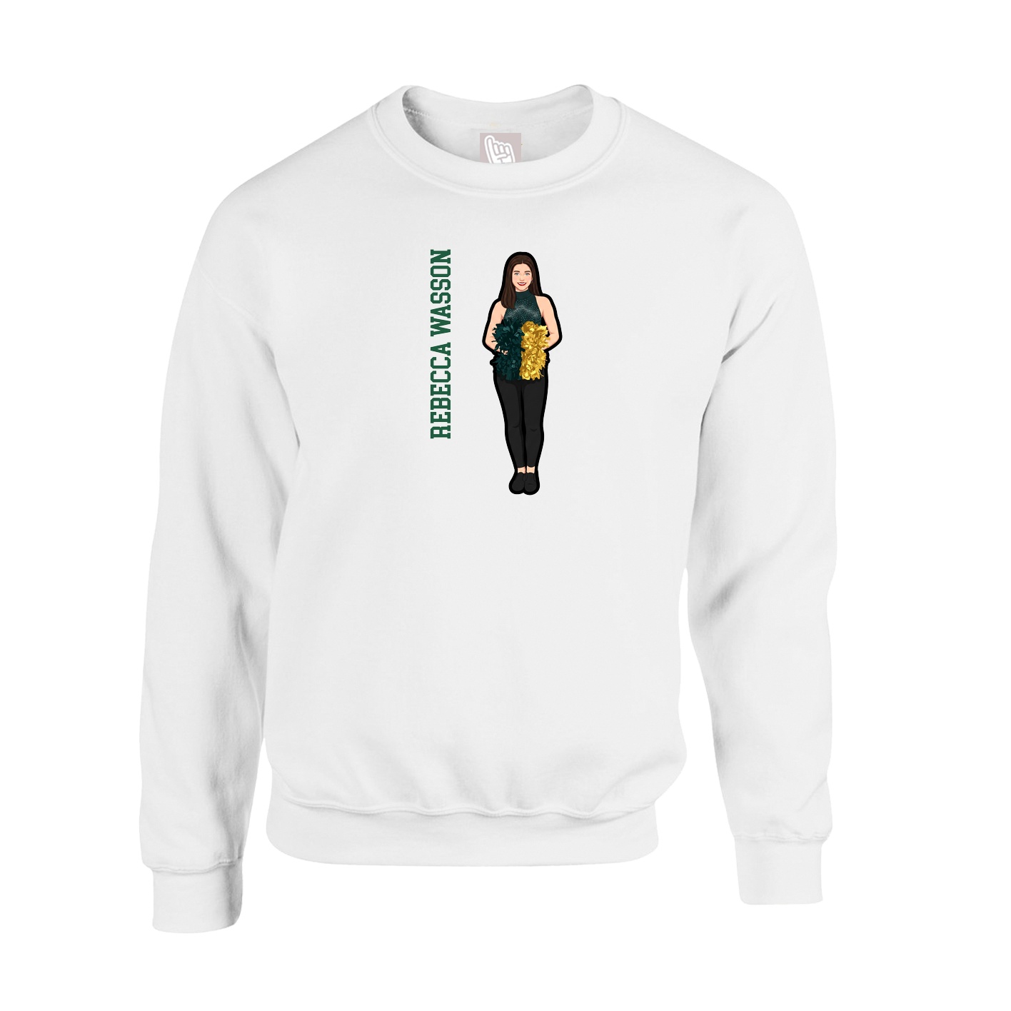 Fleece Crew — Name Vertical in White
