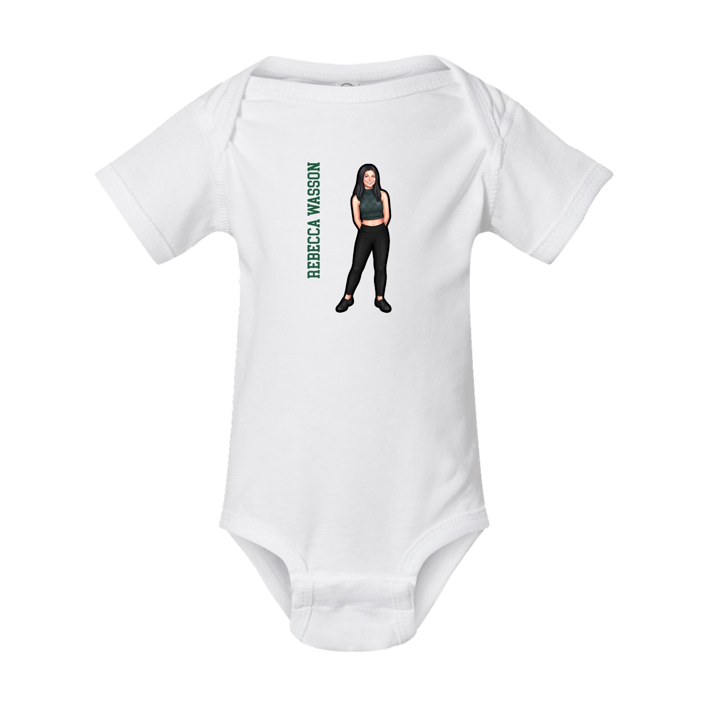 Baby Onesie — Name Vertical in White