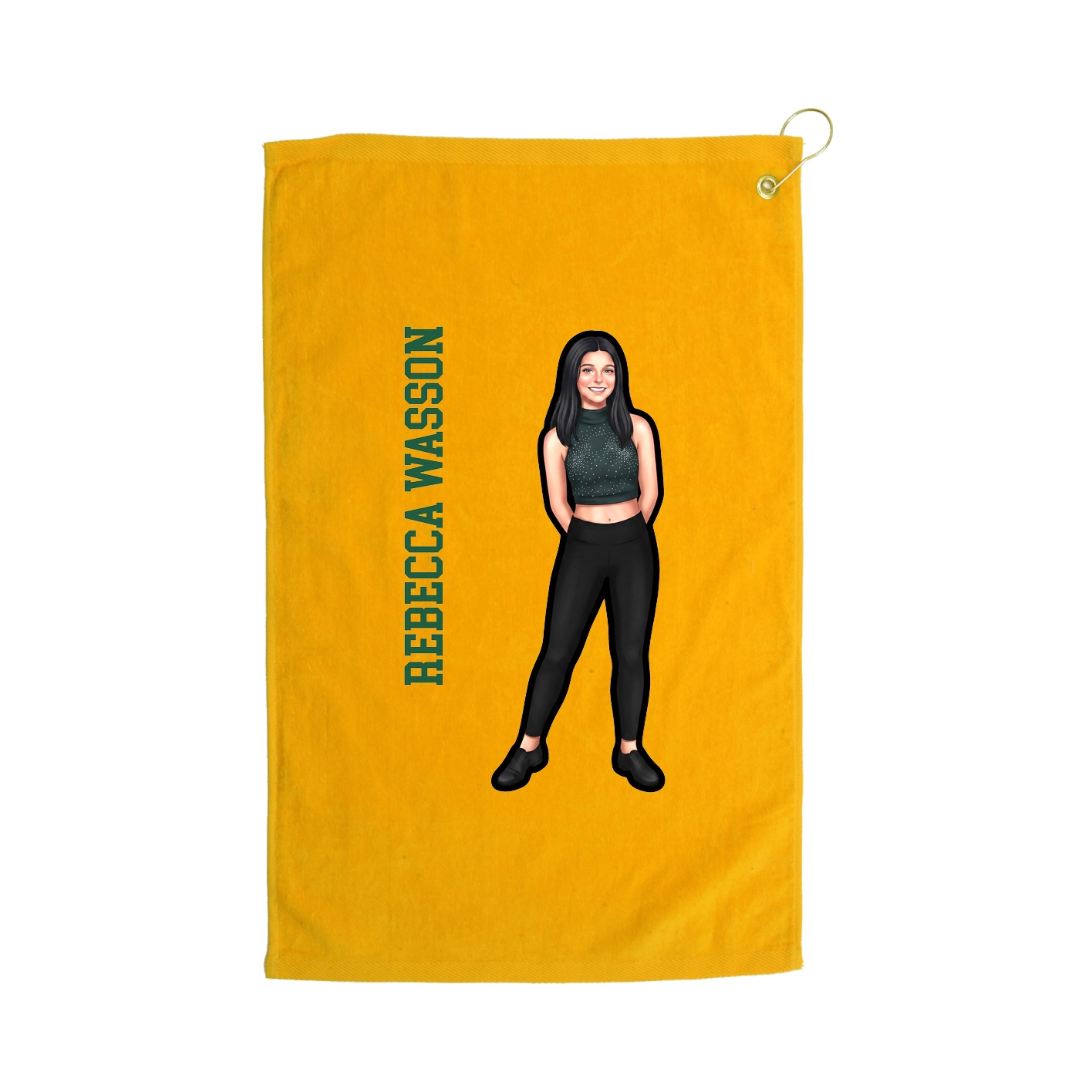 Golf Towel — Name Vertical in Gold