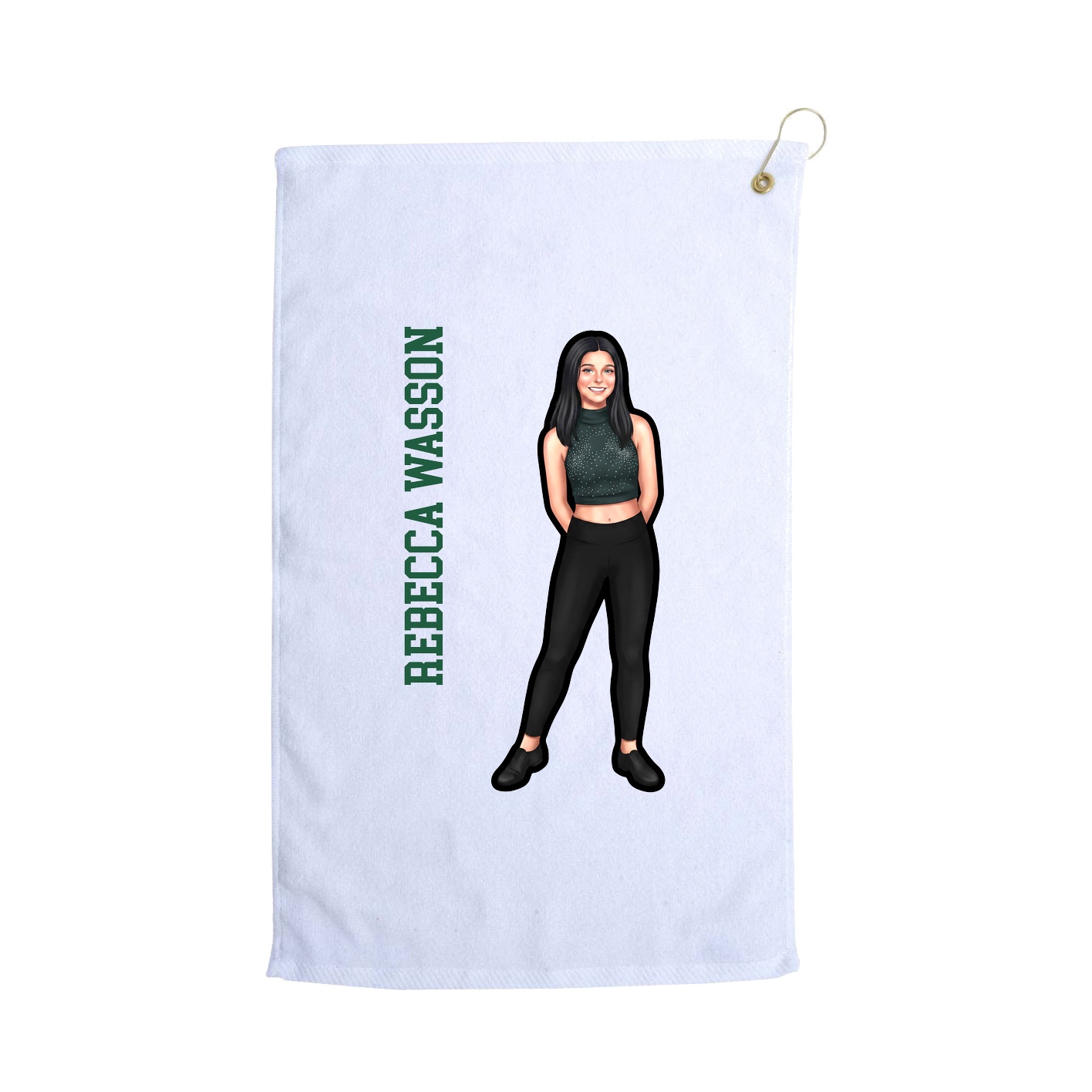 Golf Towel — Name Vertical in White