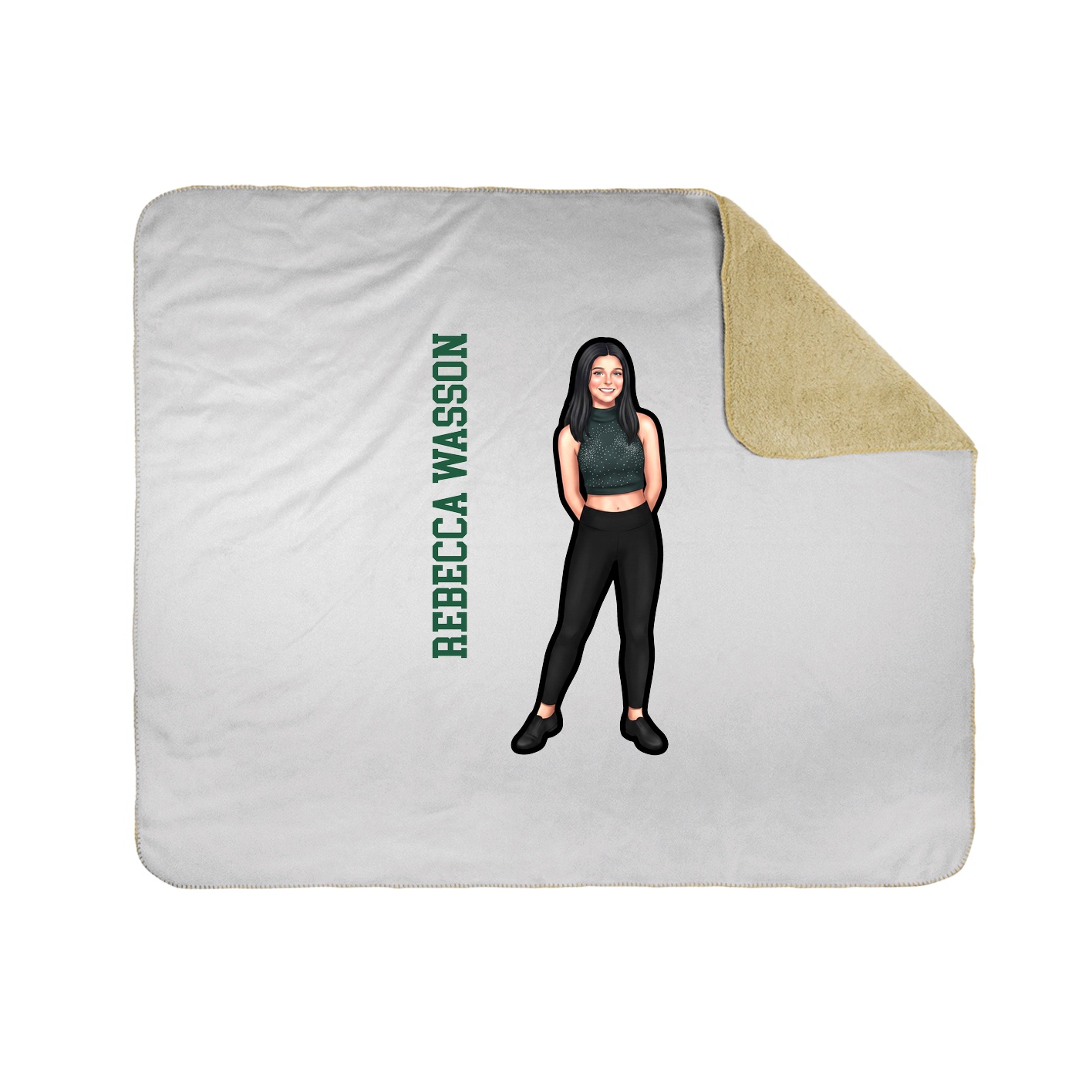 Throw Blanket — Name Vertical in White