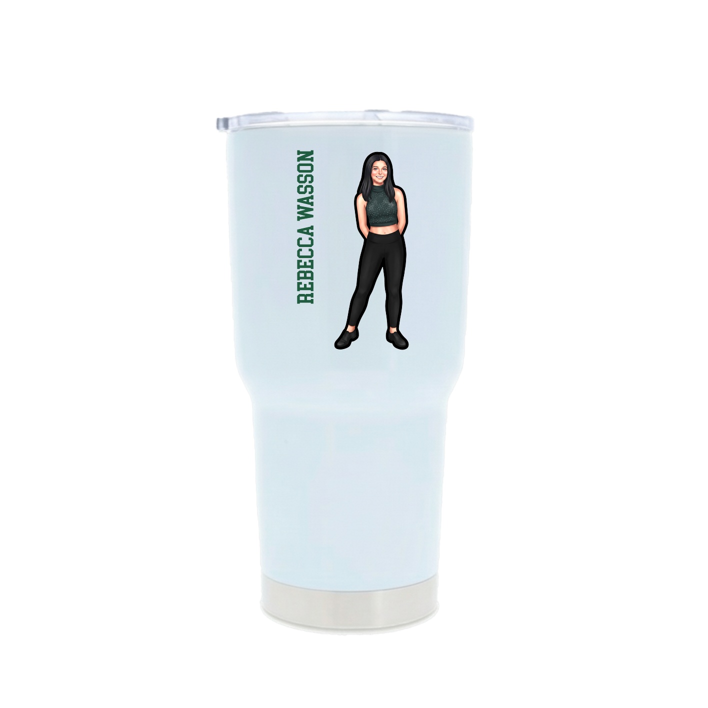 30oz Stainless Steel Tumbler — Name Vertical in White
