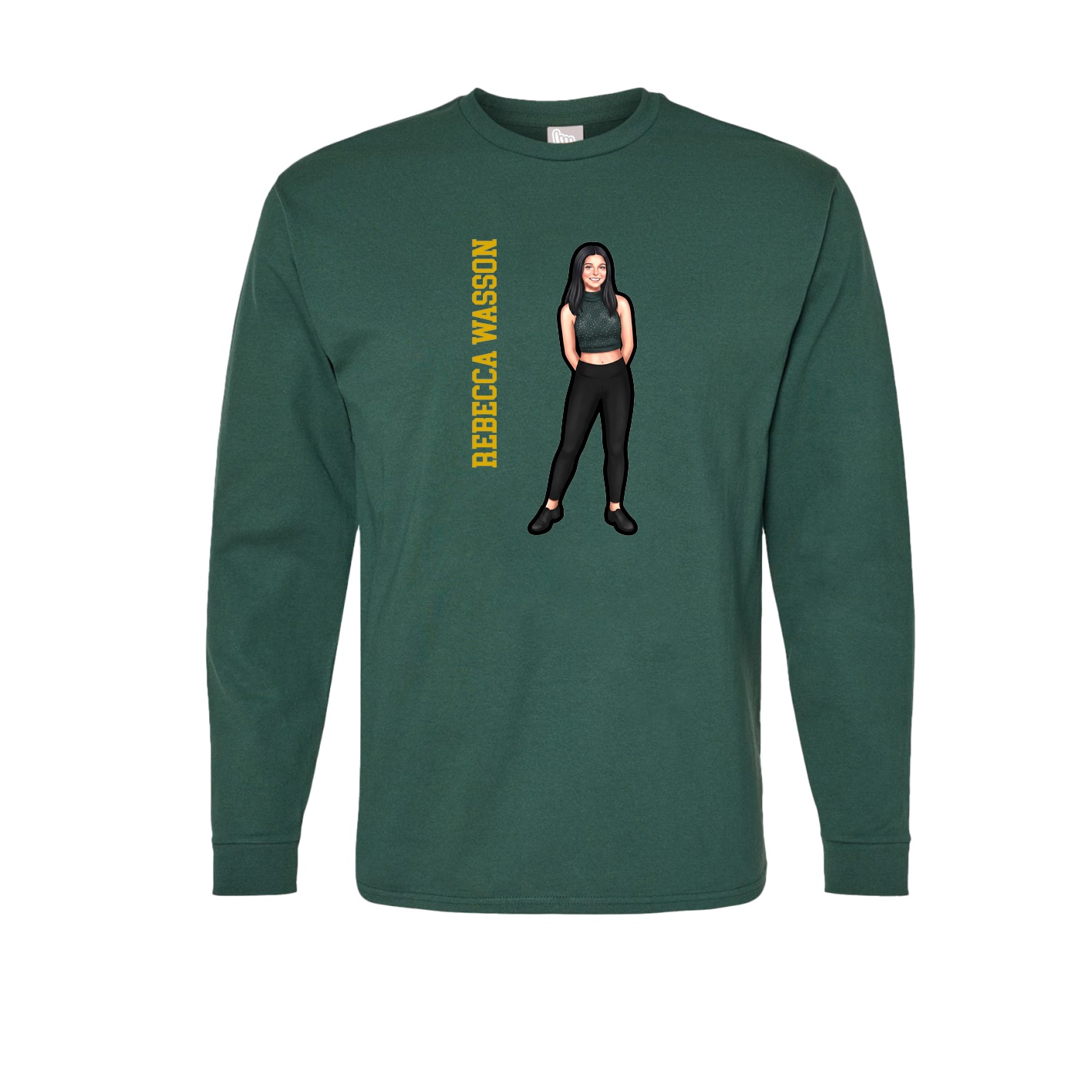 Long Sleeve Tee — Name Vertical in Green