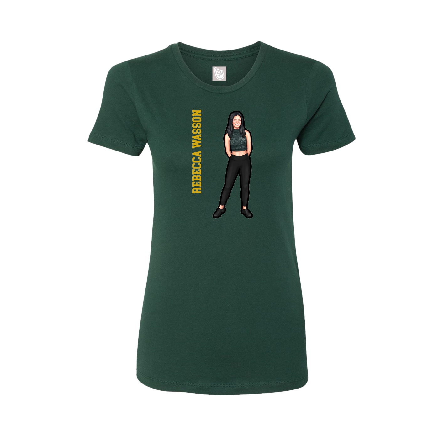 Womens Tee — Name Vertical in Green