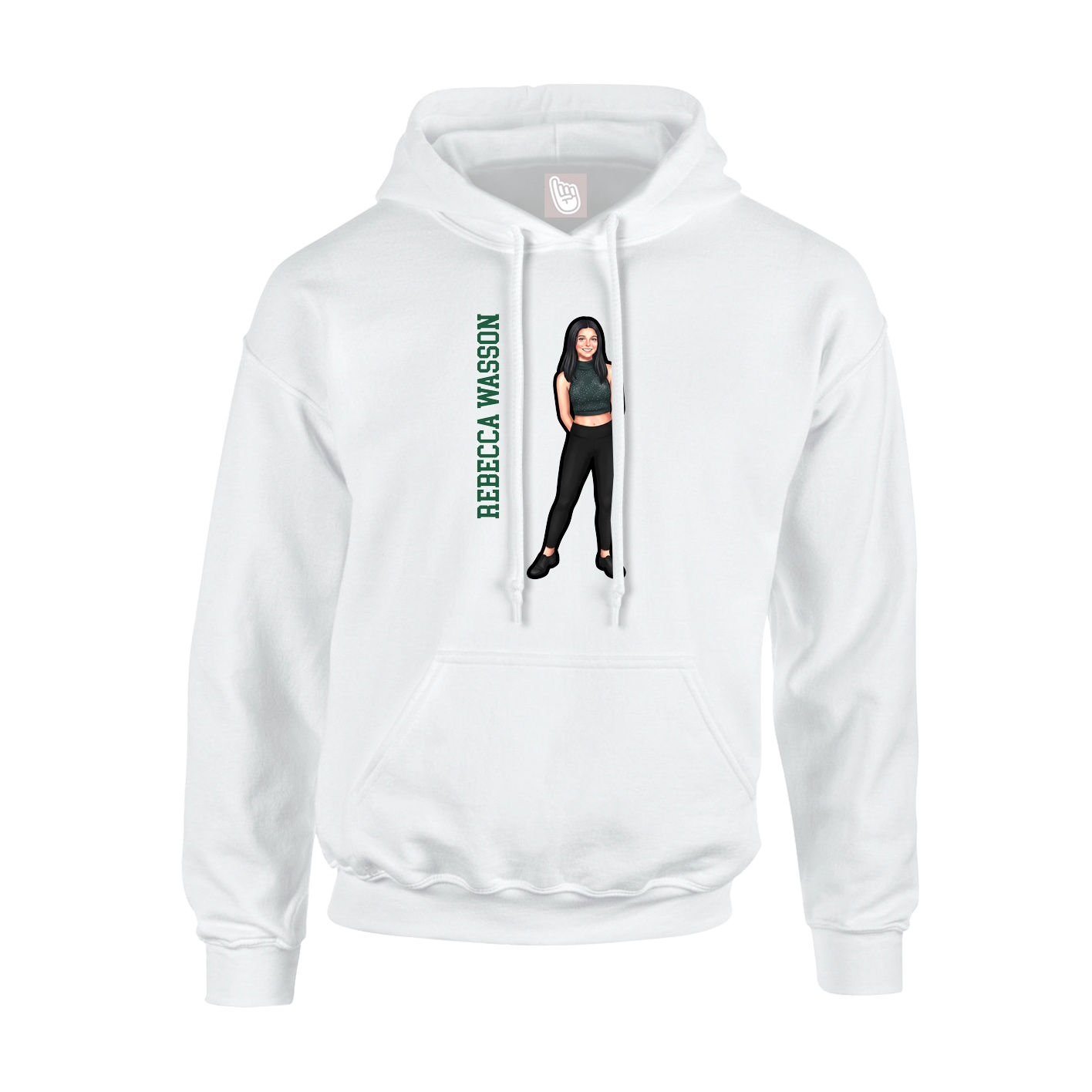 Youth Hoodie — Name Vertical in White