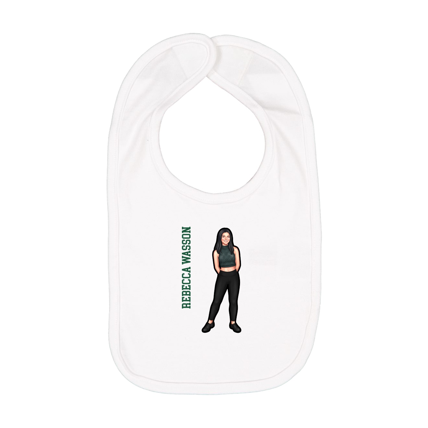 Infant Bib — Name Vertical in White