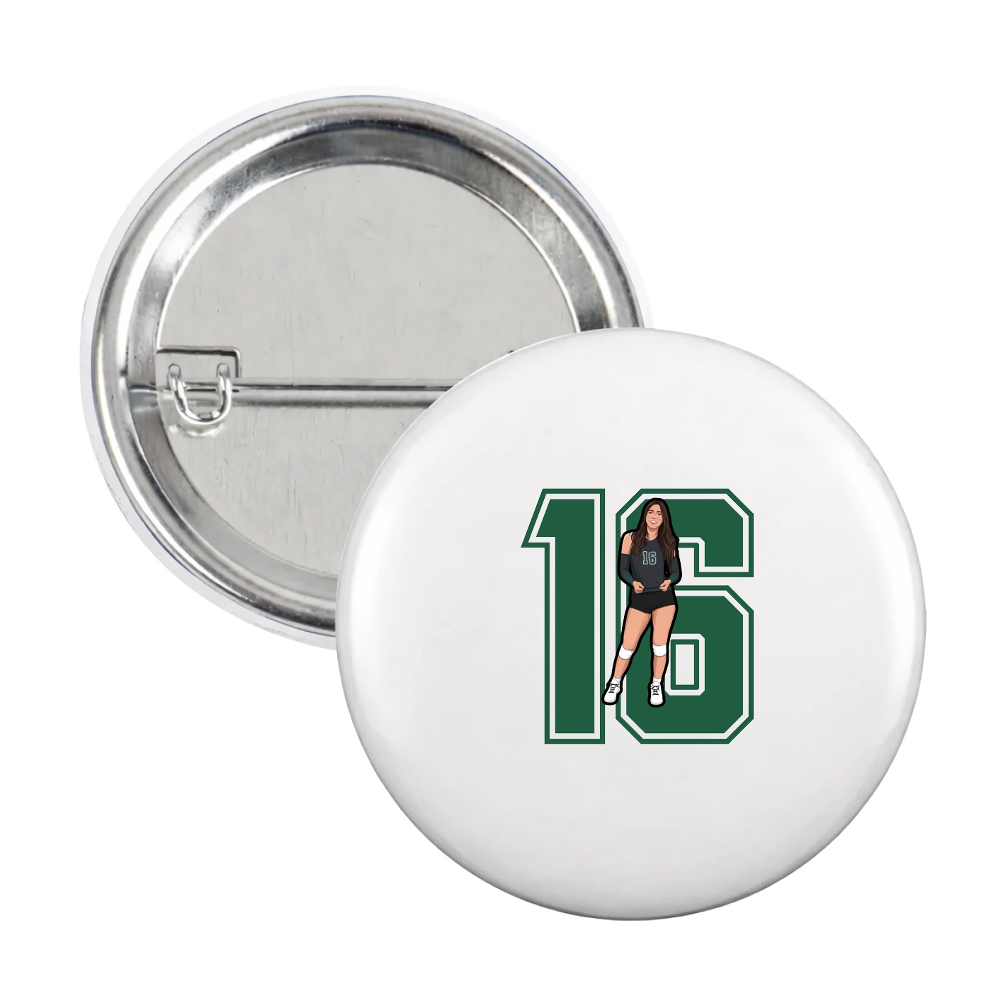Game Day Button — Number in White