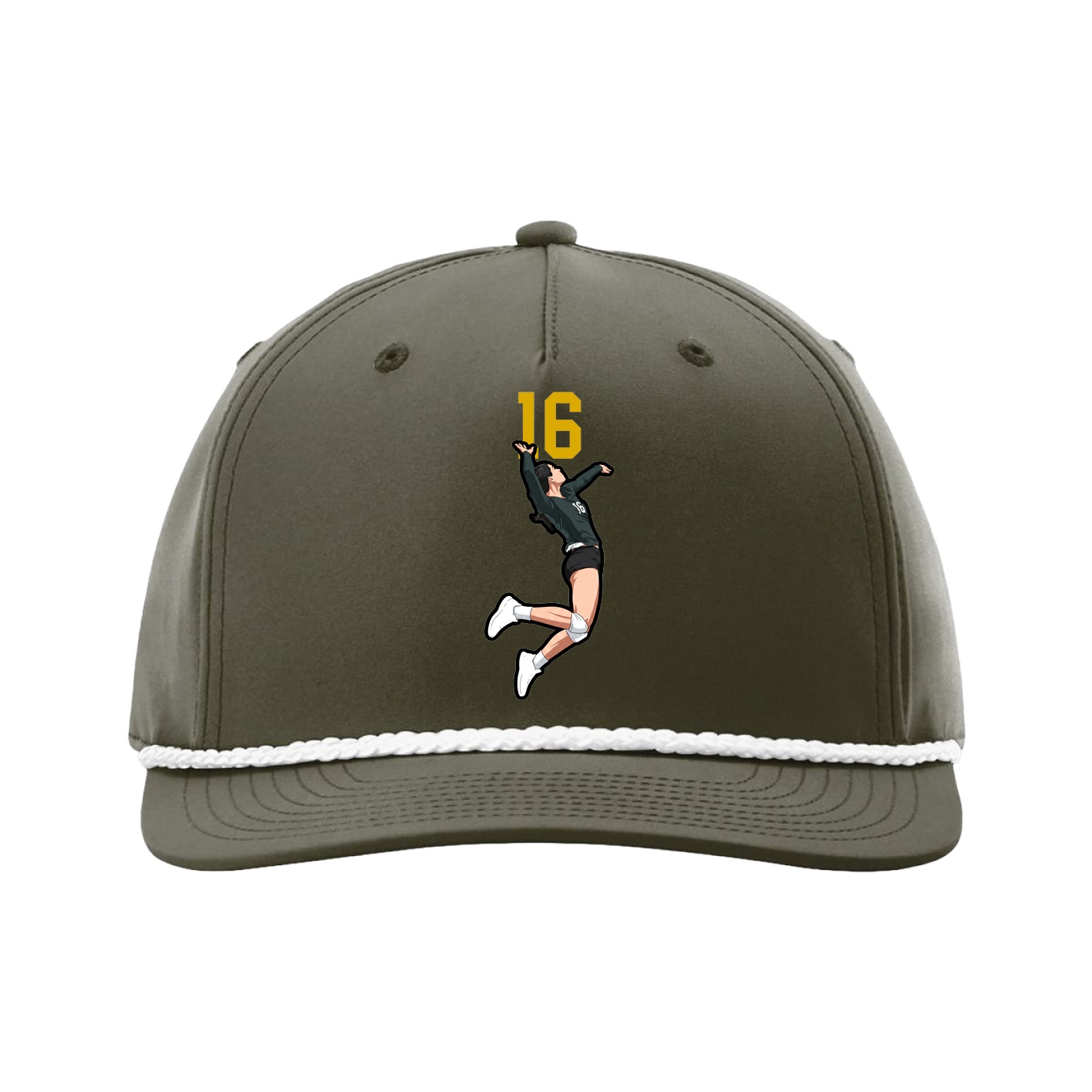 Five-Panel Classic Rope Cap — Number Top in Green