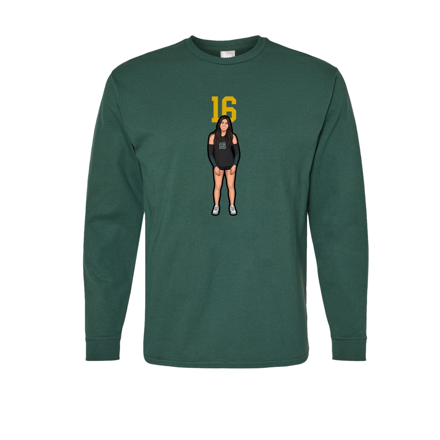 Long Sleeve Tee — Number Top in Green