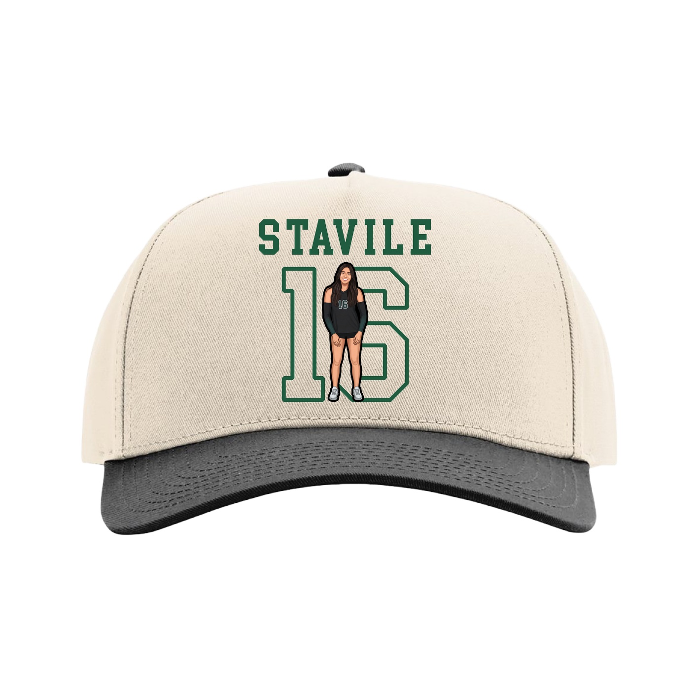 Full Fabric Five-Panel Champ Cap — Shirsey in Cream/Black