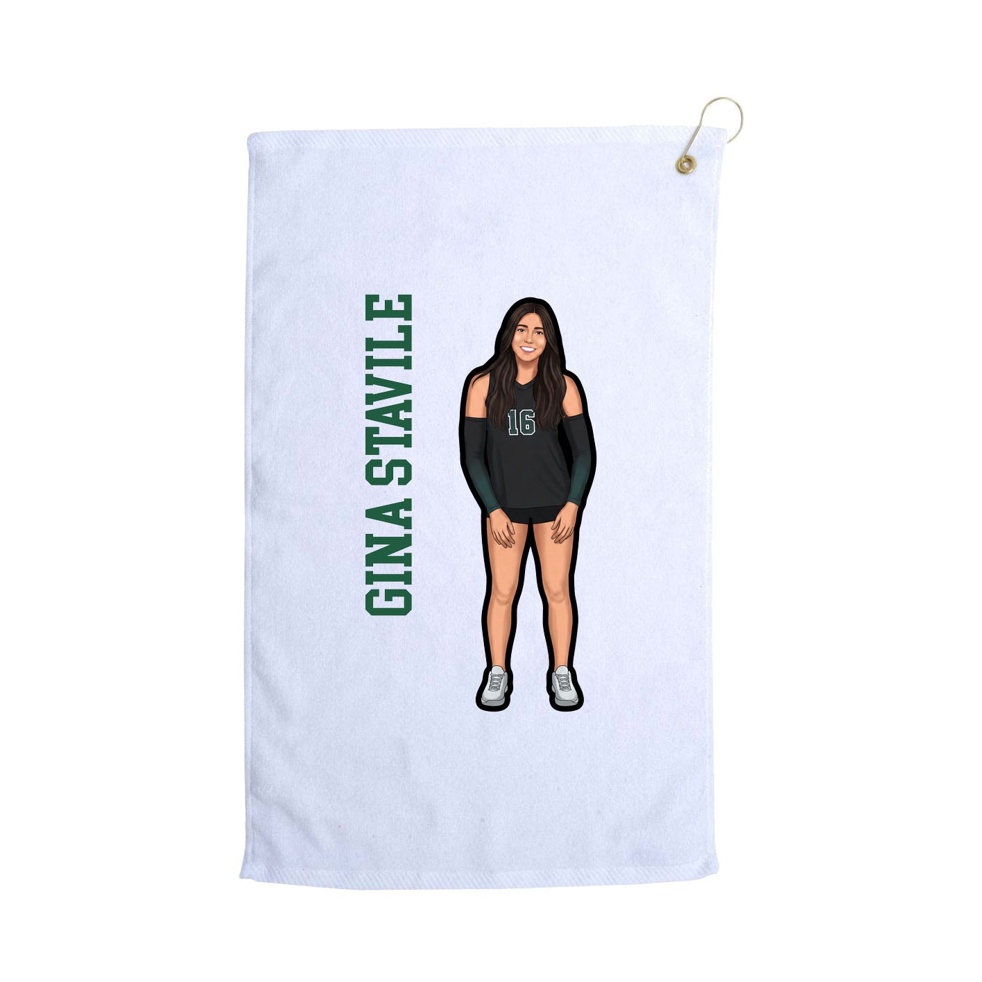 Golf Towel — Name Vertical in White