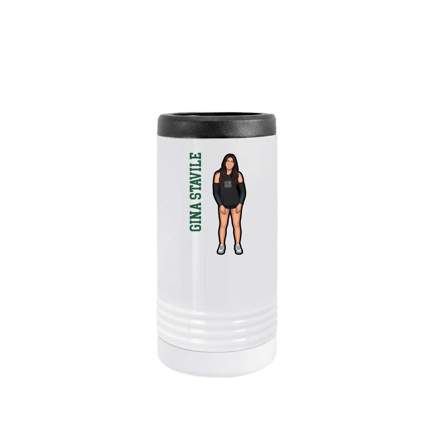 Slim Beverage Holder — Name Vertical in White