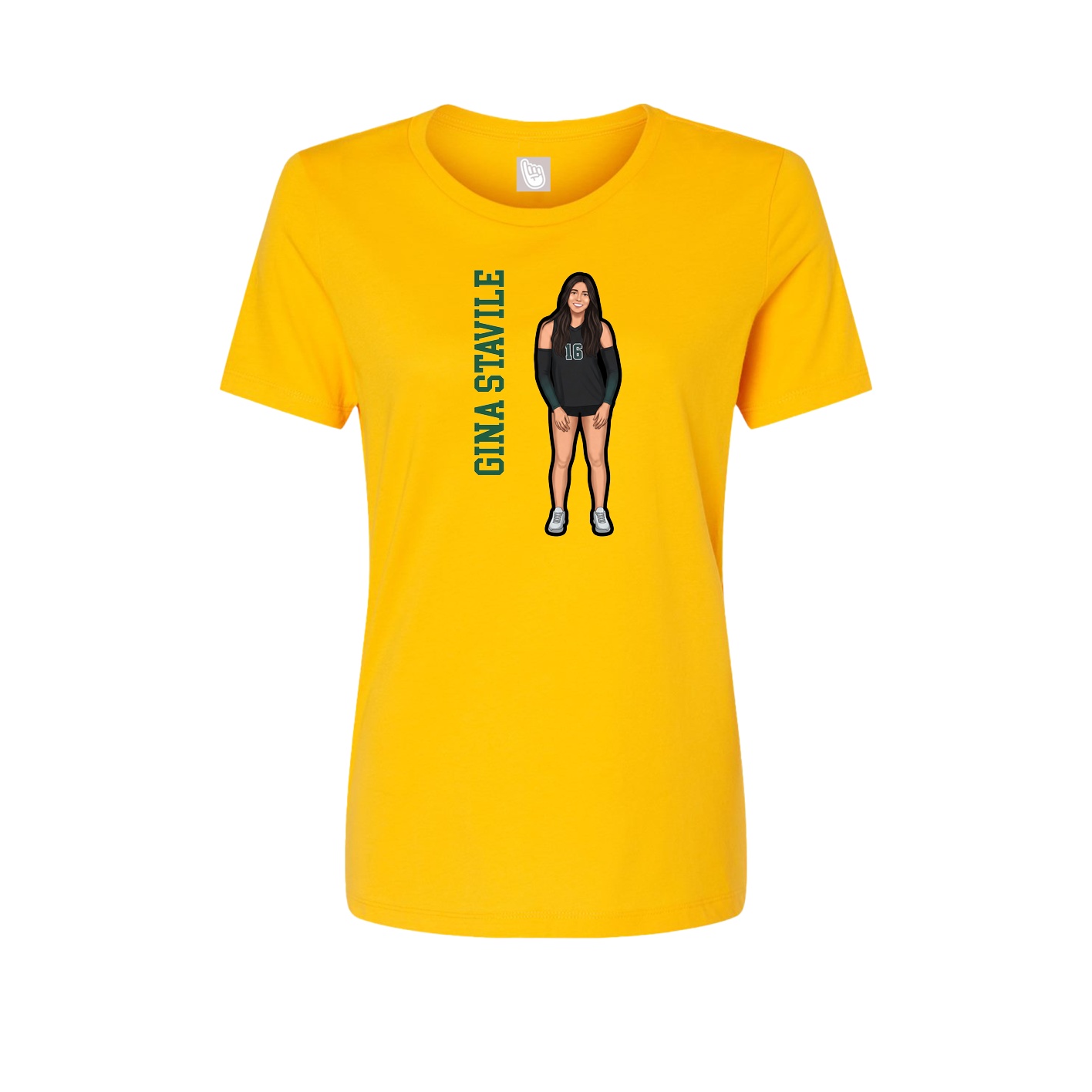 Womens Tee — Name Vertical in Gold