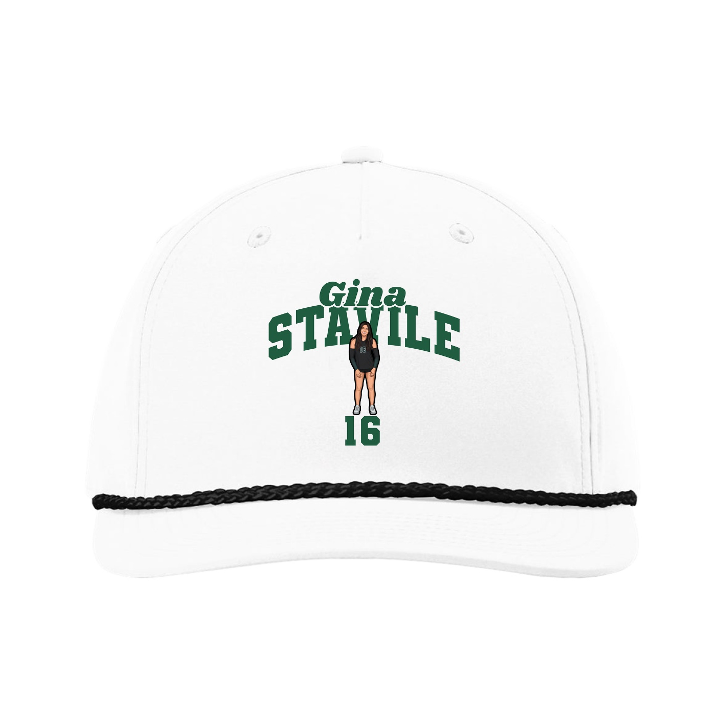 Five-Panel Classic Rope Cap — Signature Arch in White