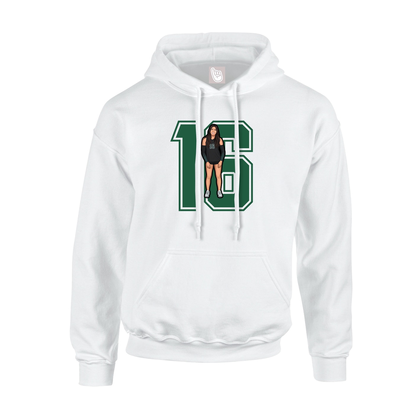 Hoodie — Number in White