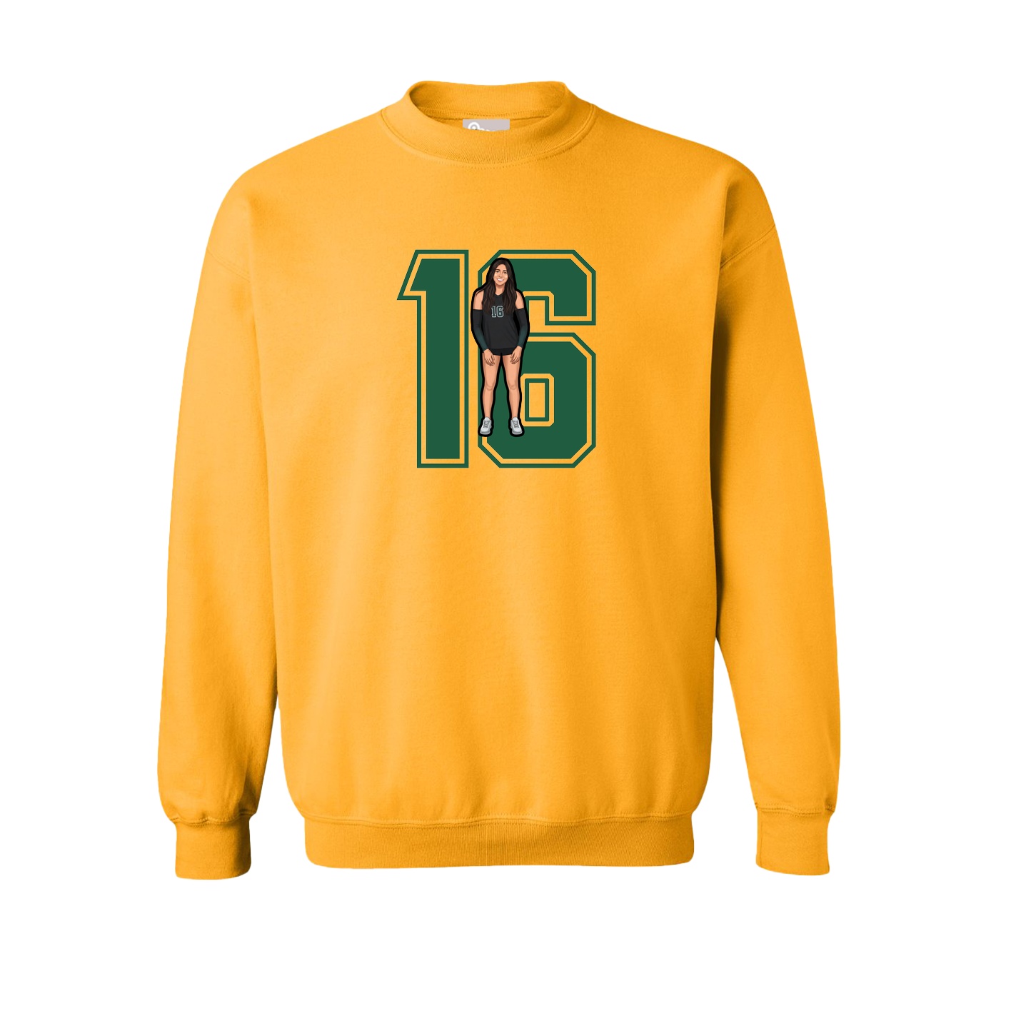 Fleece Crew — Number in Gold