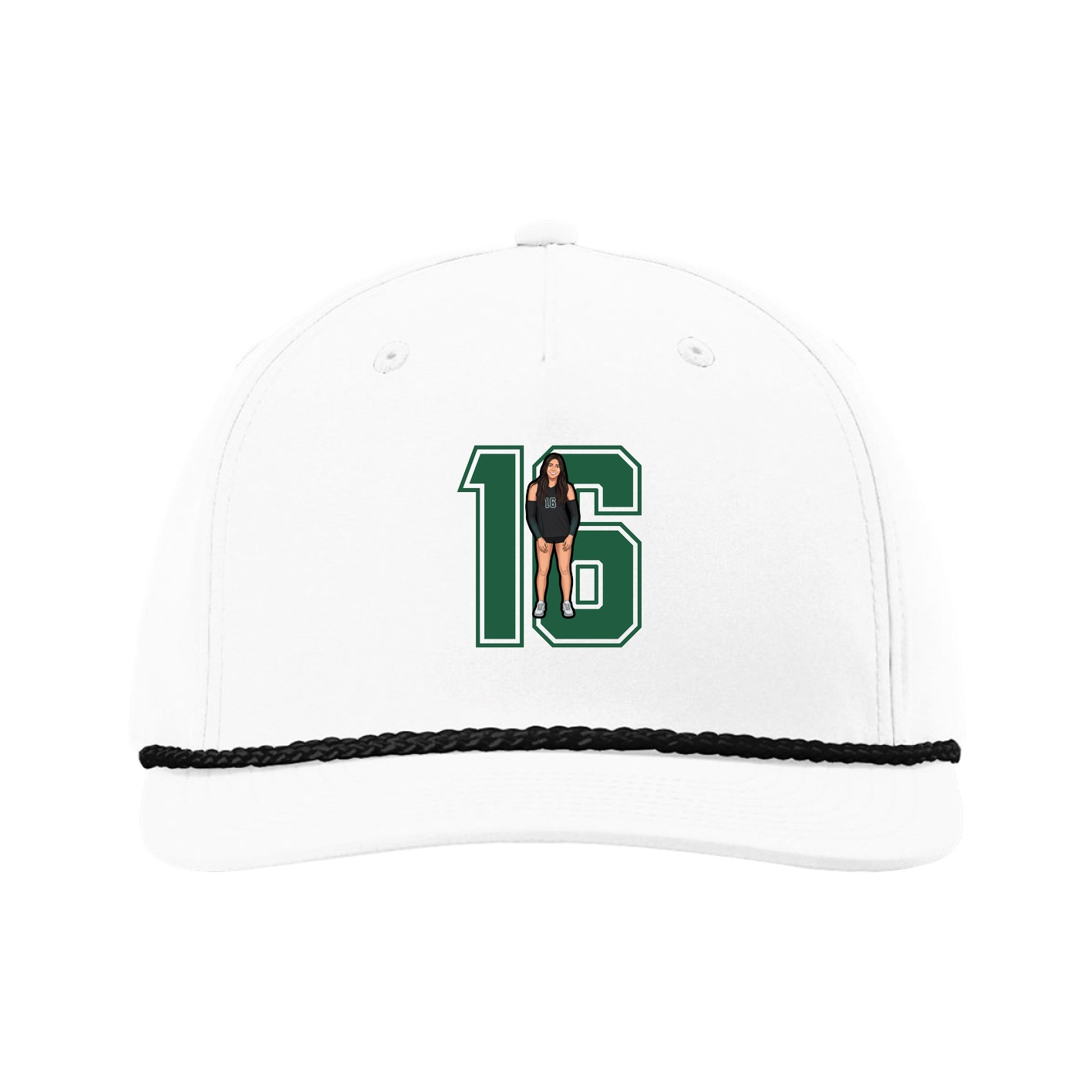 Five-Panel Classic Rope Cap — Number in White