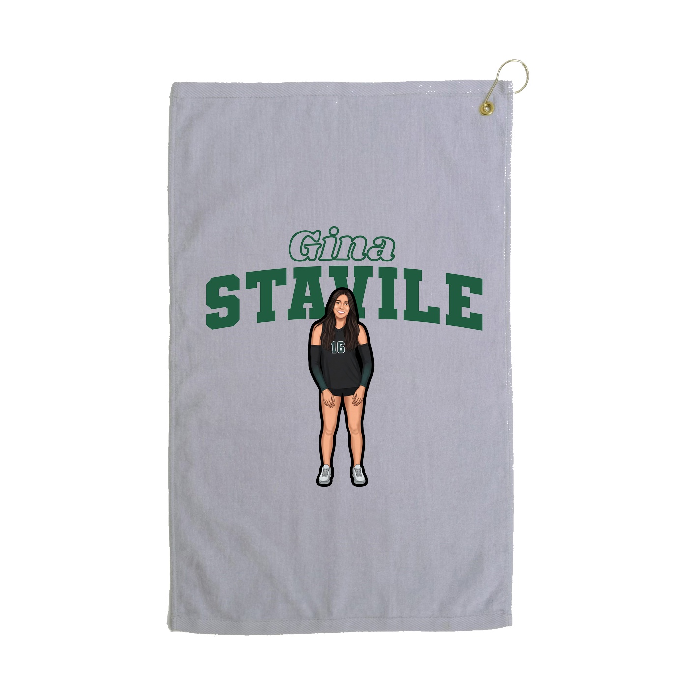 Golf Towel — Name Arch in Grey