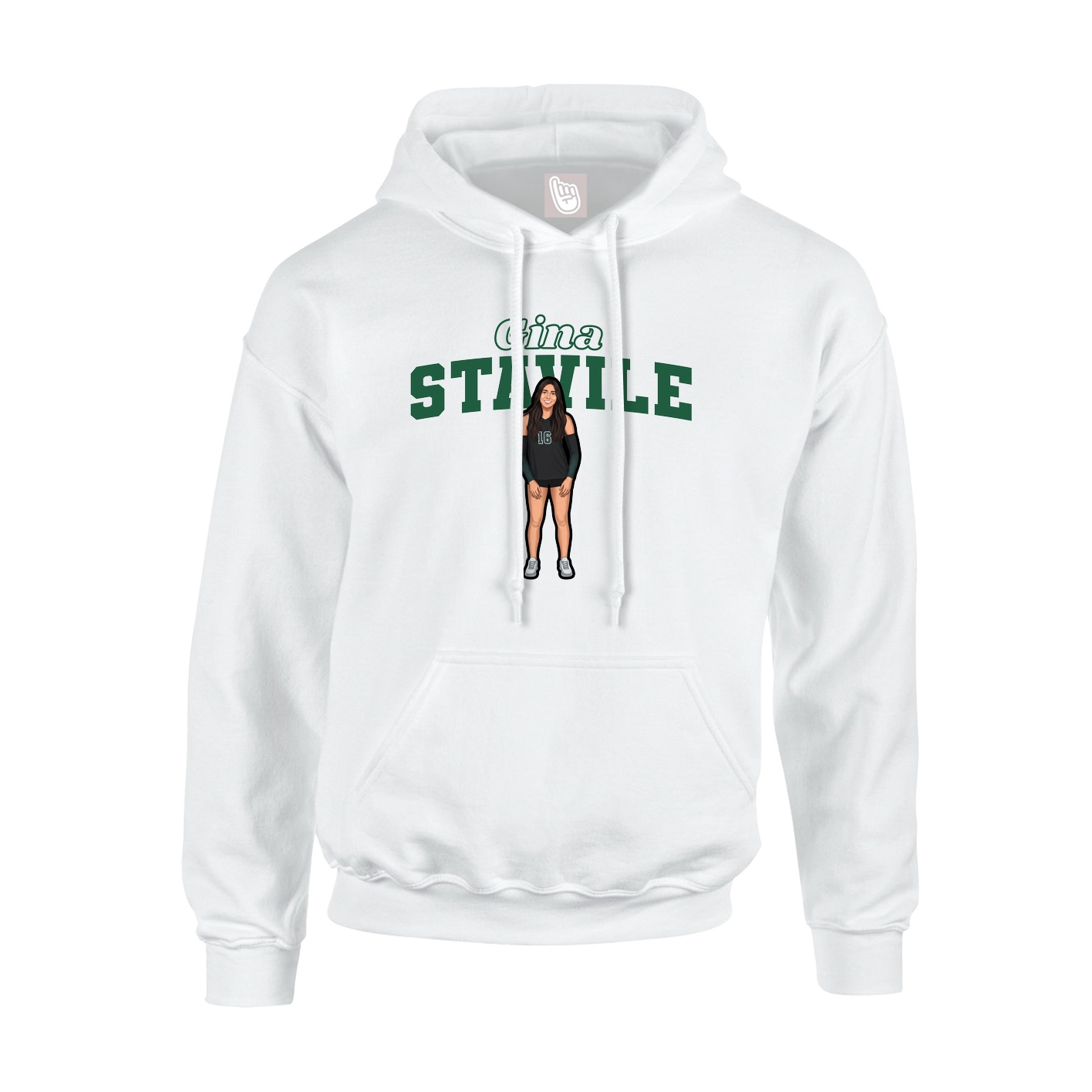 Youth Hoodie — Name Arch in White