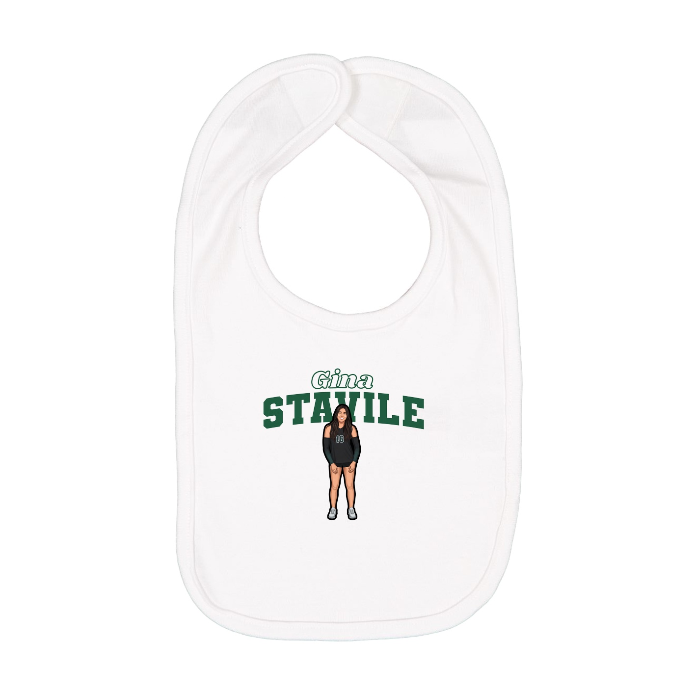 Infant Bib — Name Arch in White