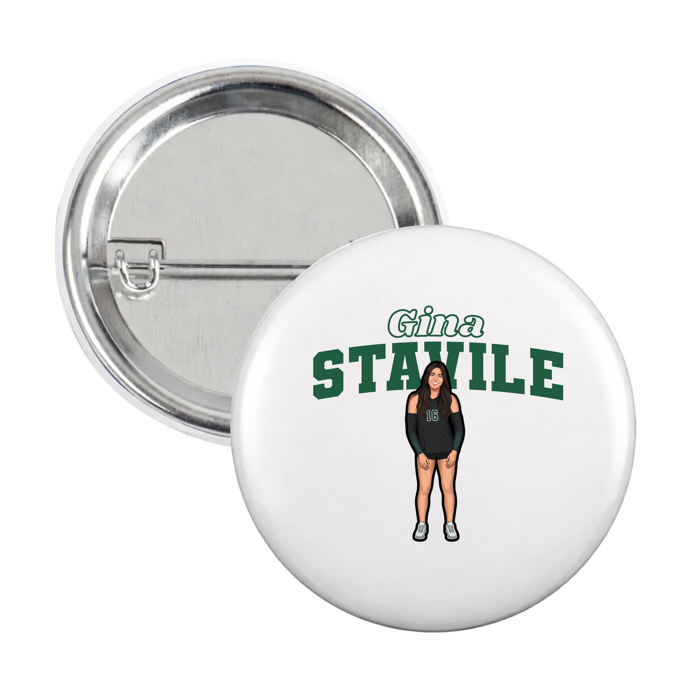 Game Day Button — Name Arch in White