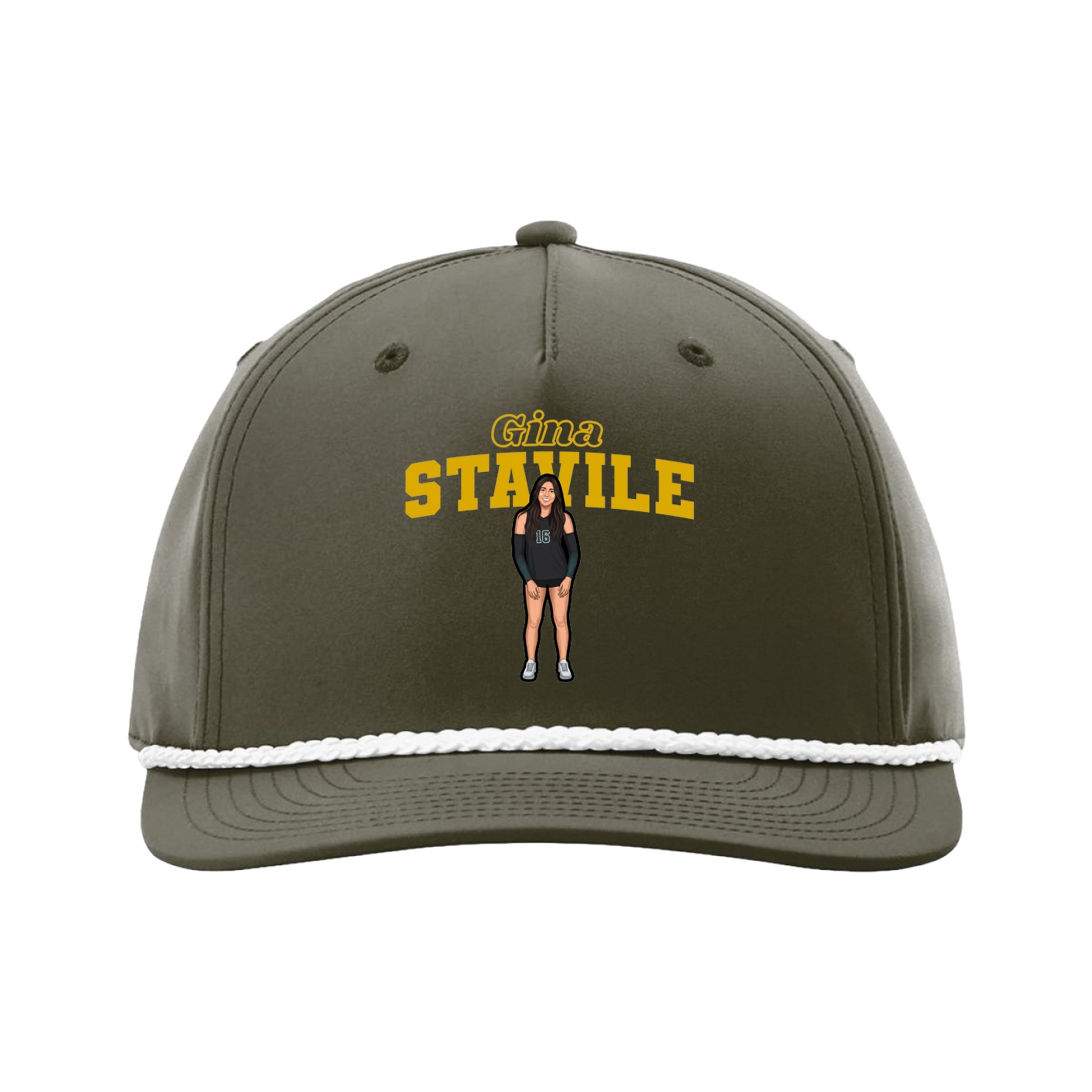 Five-Panel Classic Rope Cap — Name Arch in Green