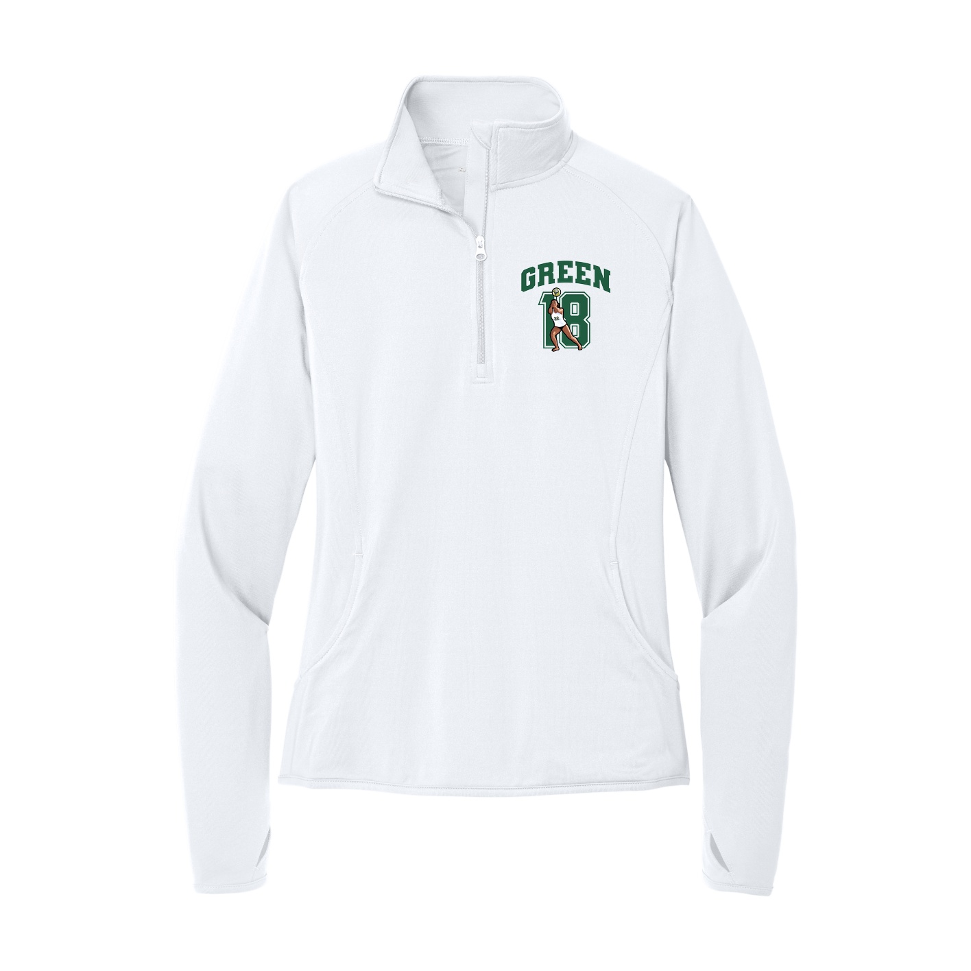 Women's Q-Zip Pullover — Number in White