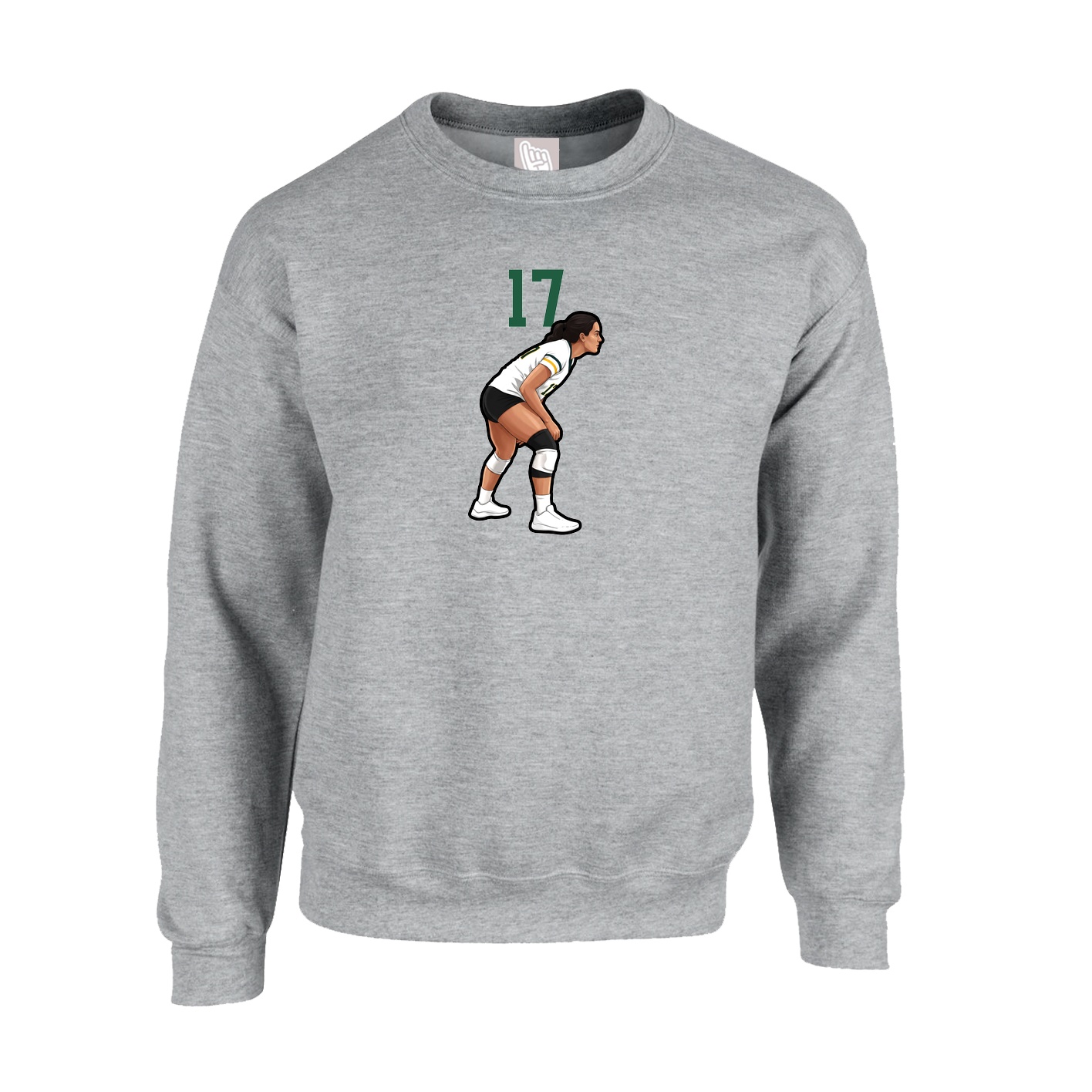 Fleece Crew — Number Top in Grey