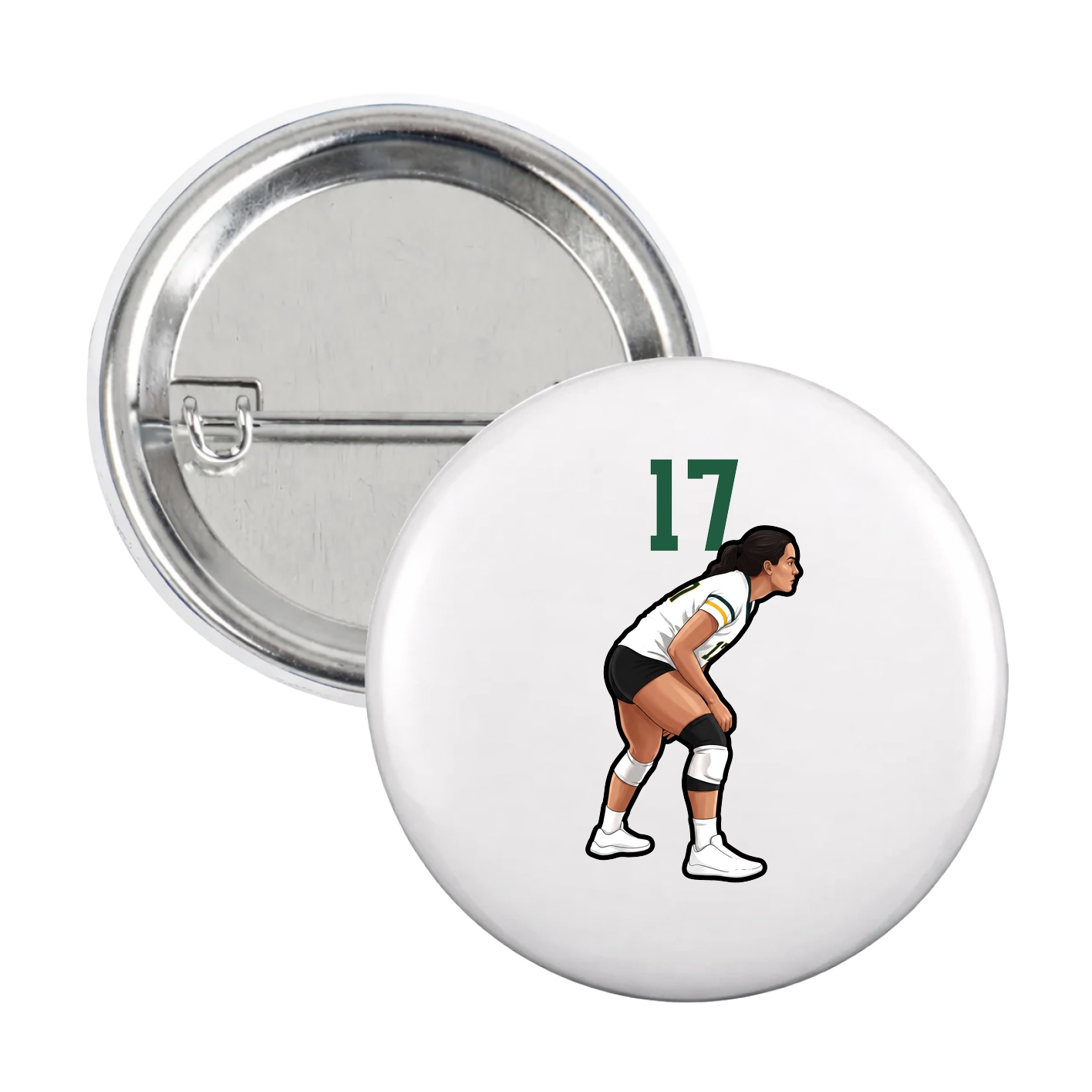 Game Day Button — Number Top in White