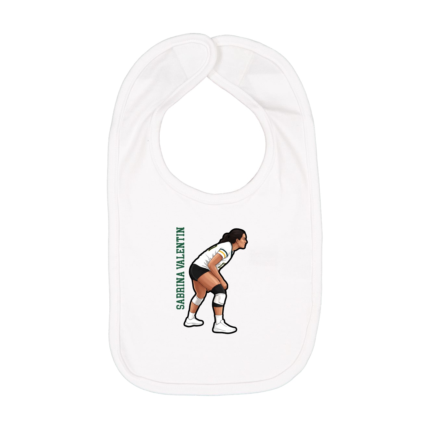 Infant Bib — Name Vertical in White