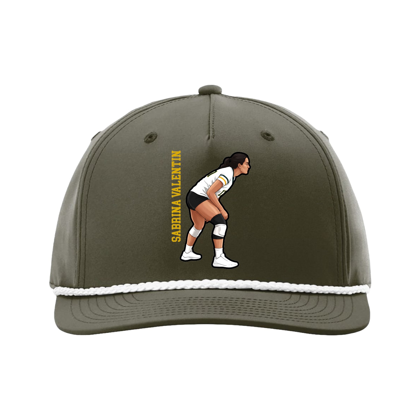 Five-Panel Classic Rope Cap — Name Vertical in Green