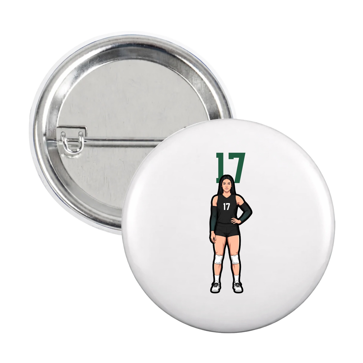Game Day Button — Number Top in White
