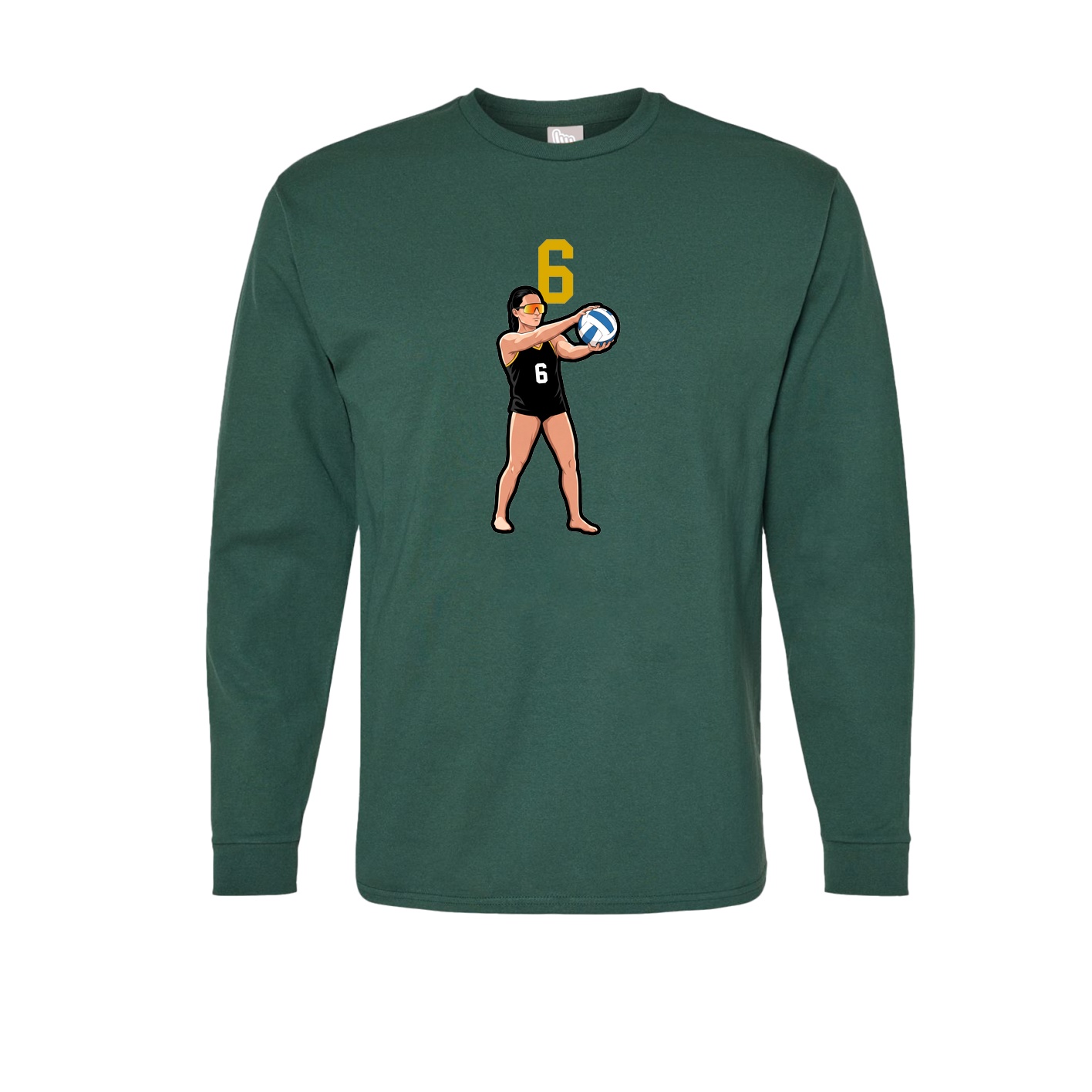 Long Sleeve Tee — Number Top in Green