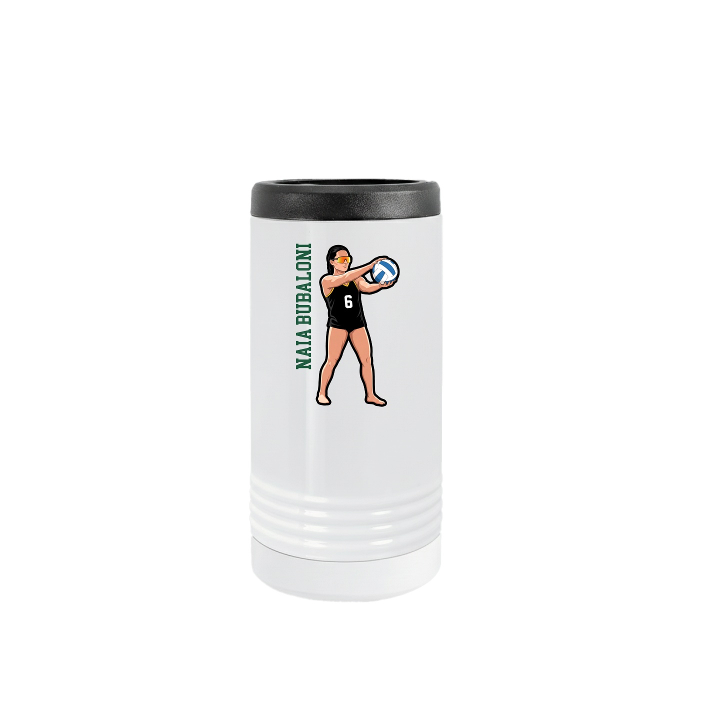 Slim Beverage Holder — Name Vertical in White