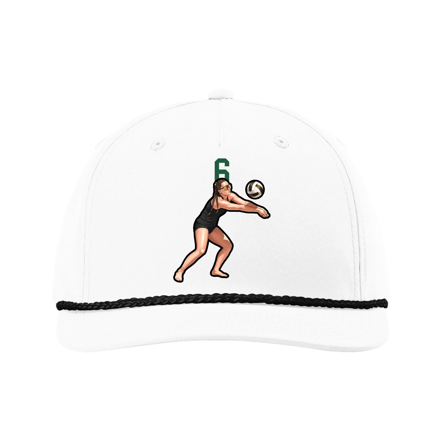 Five-Panel Classic Rope Cap — Number Top in White