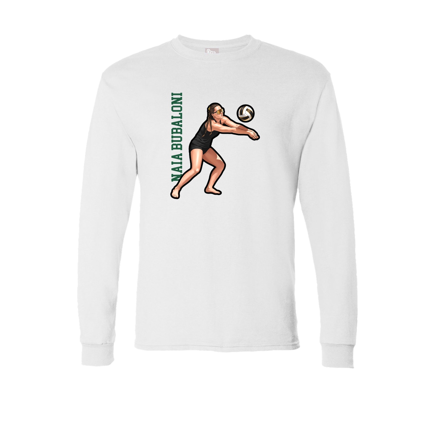 Long Sleeve Tee — Name Vertical in White