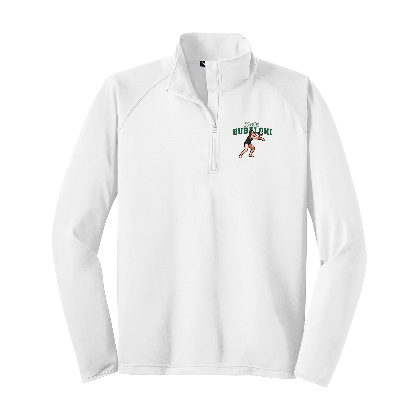 Q-Zip Pullover — Name Arch in White