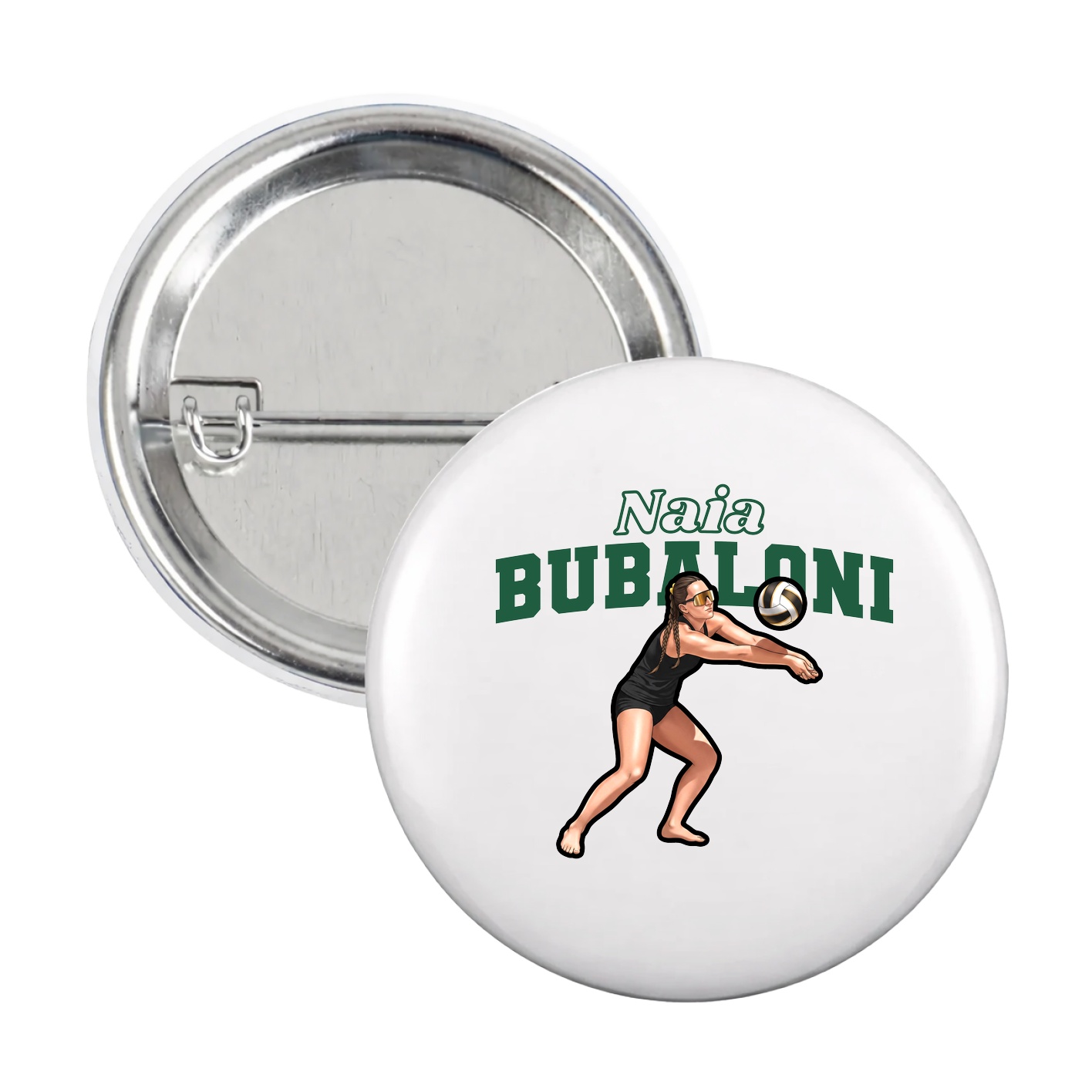 Game Day Button — Name Arch in White