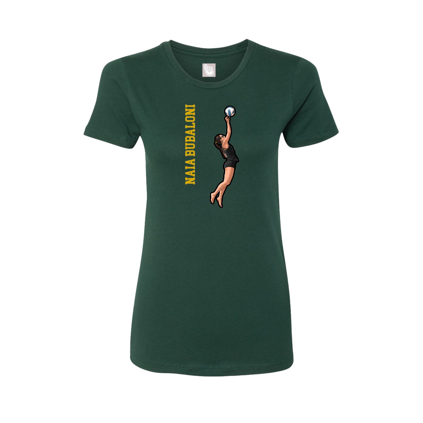 Fitted Women's Tee — Name Vertical in Green